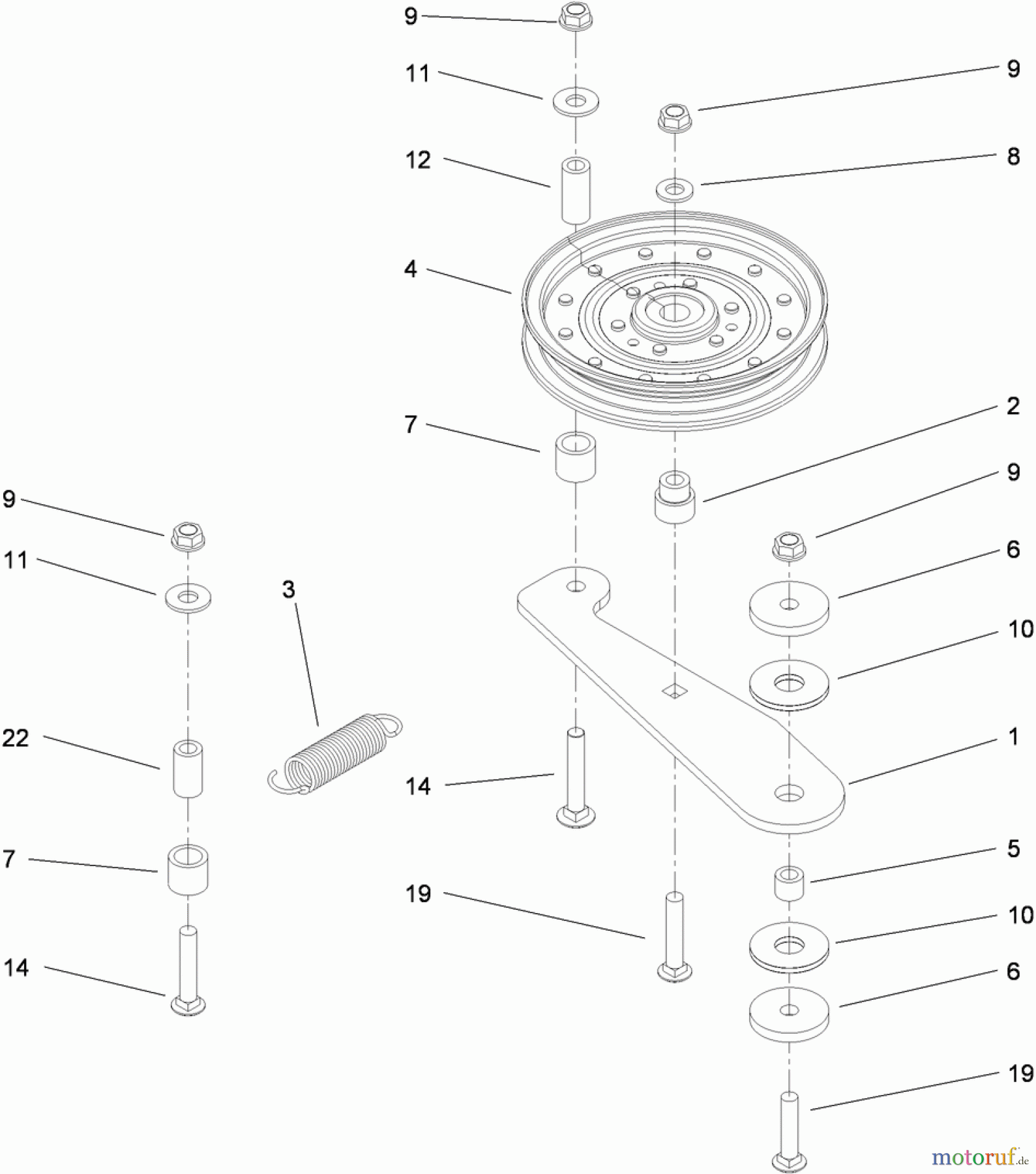  Zerto-Turn Mäher 74279TE (Z580-D) - Toro Z Master Mower, 52 Rear Discharge Deck (SN: 310000001 - 310999999) (2010) SPRING IDLER ASSEMBLY NO. 114-1812