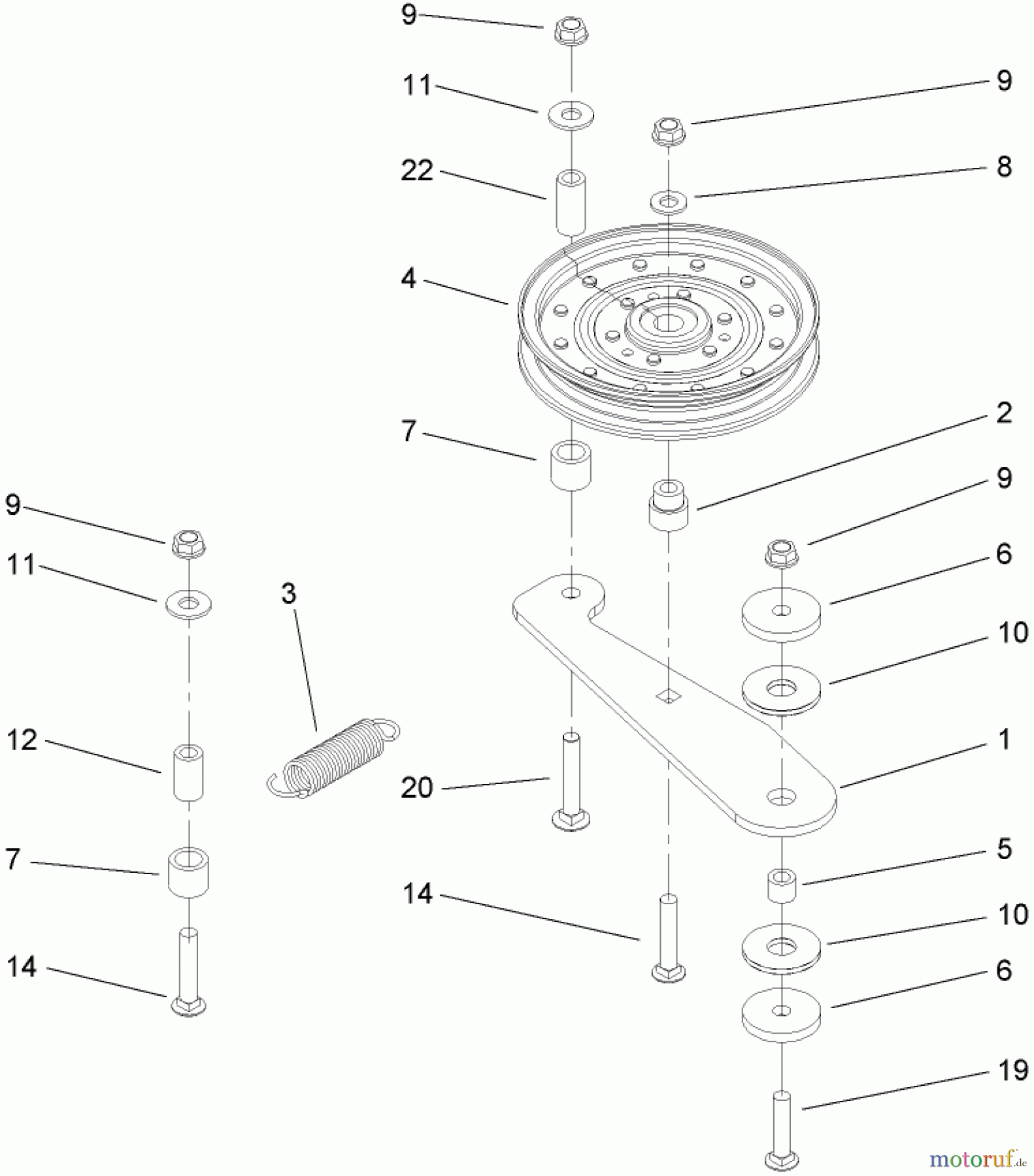  Zerto-Turn Mäher 74279TE (Z593-D) - Toro Z Master Mower, 52 Rear Discharge Deck (SN: 270000001 - 270999999) (2007) SPRING IDLER ASSEMBLY NO. 114-1812