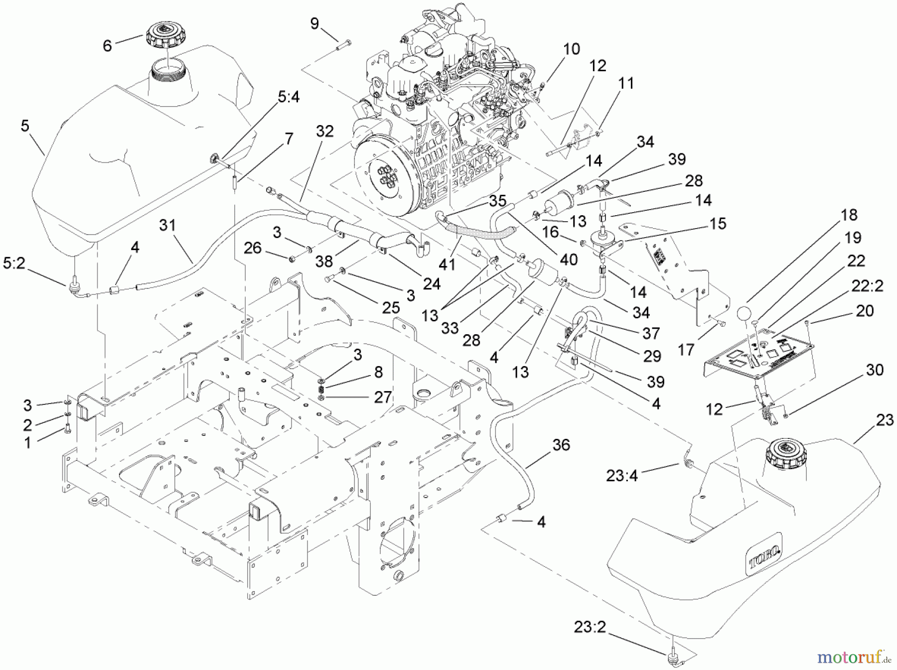  Zerto-Turn Mäher 74279TE (Z593-D) - Toro Z Master Mower, 52 Rear Discharge Deck (SN: 270000001 - 270999999) (2007) THROTTLE, CONTROL PANEL AND FUEL TANK ASSEMBLY