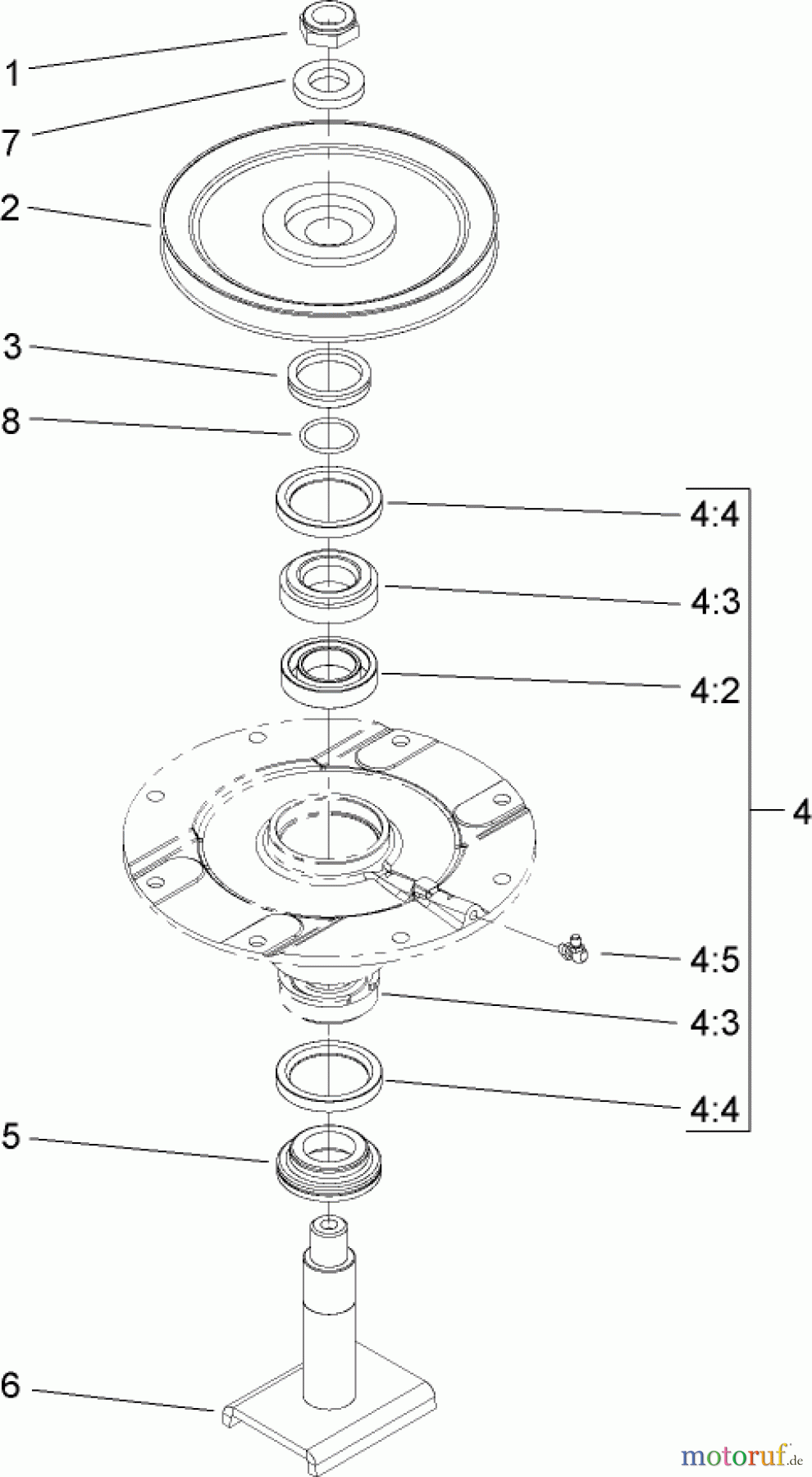  Zerto-Turn Mäher 74280TE (Z597-D) - Toro Z Master Mower, 62 Rear Discharge Deck (SN: 260000001 - 260999999) (2006) LOW DRIVEN SPINDLE ASSEMBLY NO. 104-3532