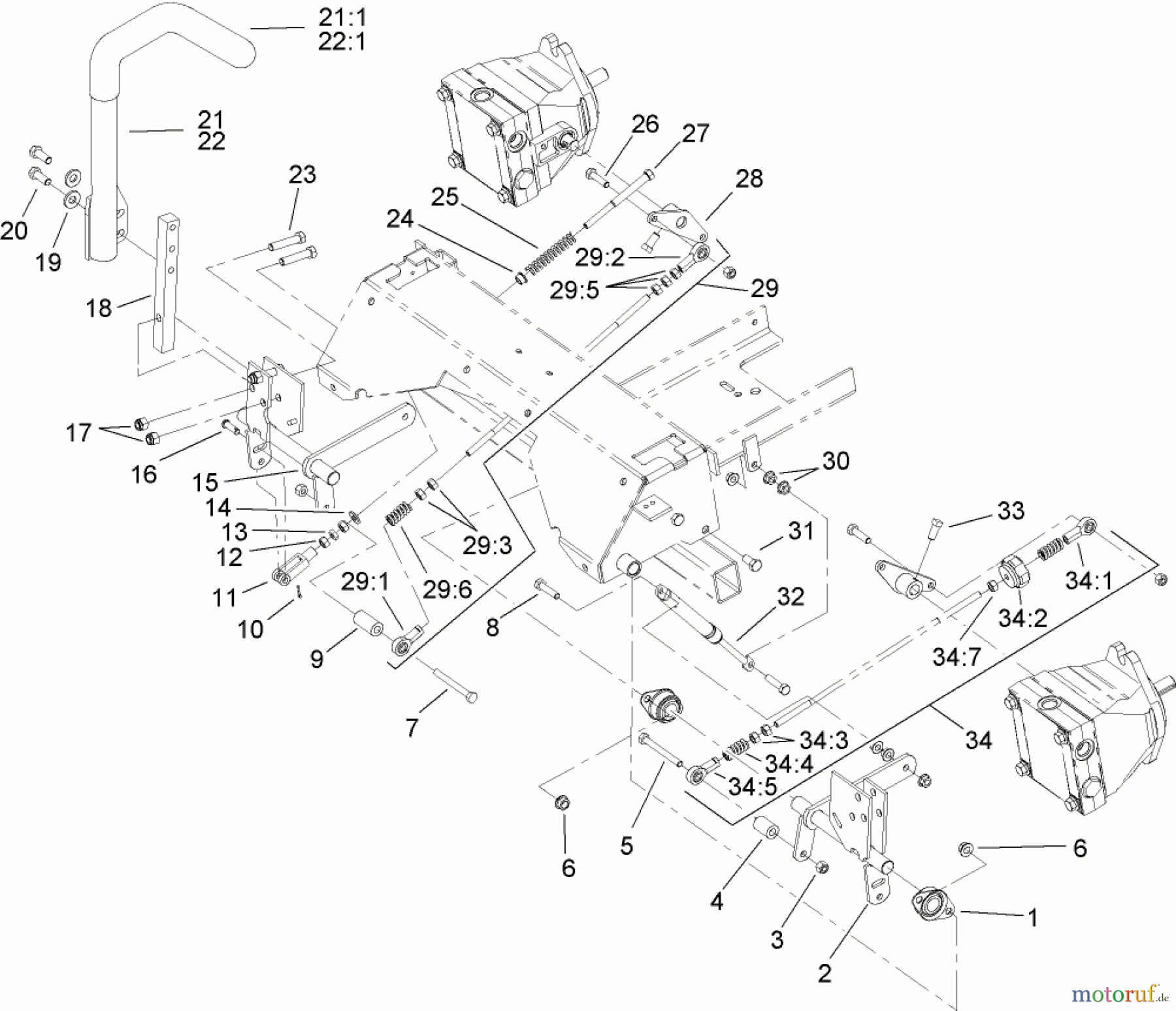  Zerto-Turn Mäher 74280TE (Z597-D) - Toro Z Master Mower, 62 Rear Discharge Deck (SN: 260000001 - 260999999) (2006) MOTION CONTROL ASSEMBLY