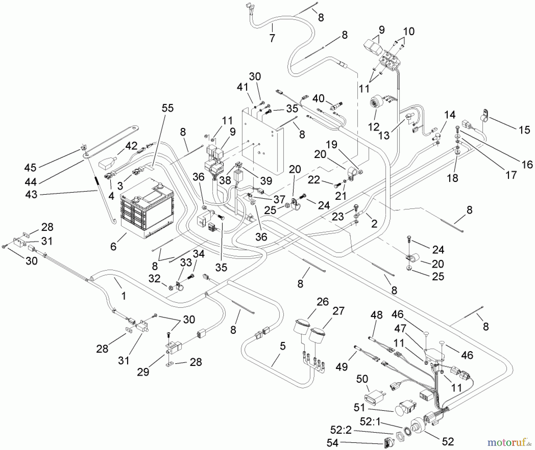  Zerto-Turn Mäher 74280TE (Z597-D) - Toro Z Master Mower, 62 Rear Discharge Deck (SN: 270000001 - 270999999) (2007) ELECTRICAL ASSEMBLY