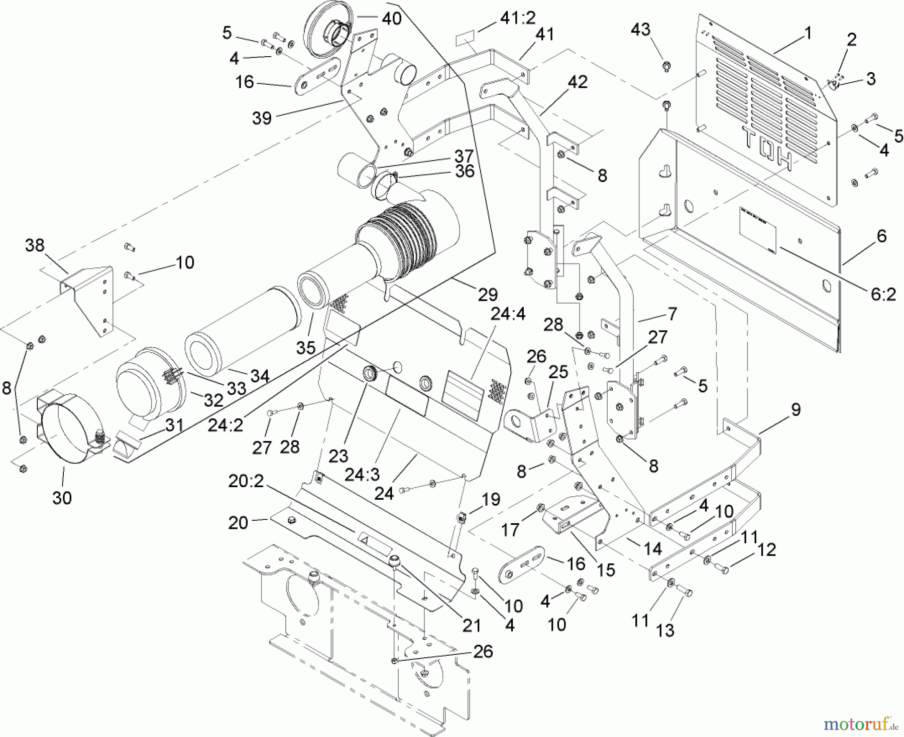  Zerto-Turn Mäher 74280TE (Z597-D) - Toro Z Master Mower, 62 Rear Discharge Deck (SN: 270000001 - 270999999) (2007) FRONT AND REAR ENGINE COVER ASSEMBLY