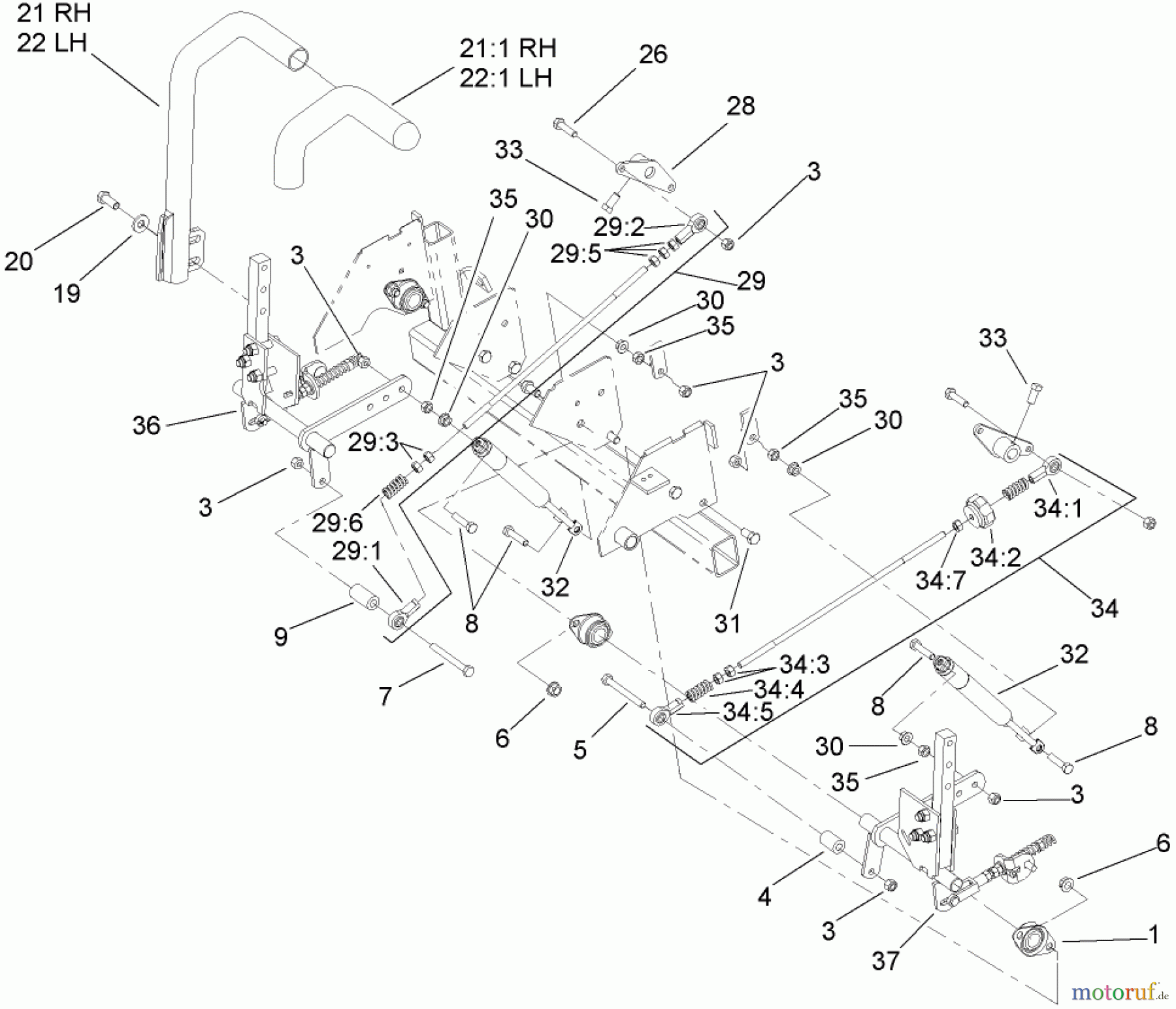  Zerto-Turn Mäher 74280TE (Z597-D) - Toro Z Master Mower, 62 Rear Discharge Deck (SN: 270000001 - 270999999) (2007) FRONT FRAME ASSEMBLY #1