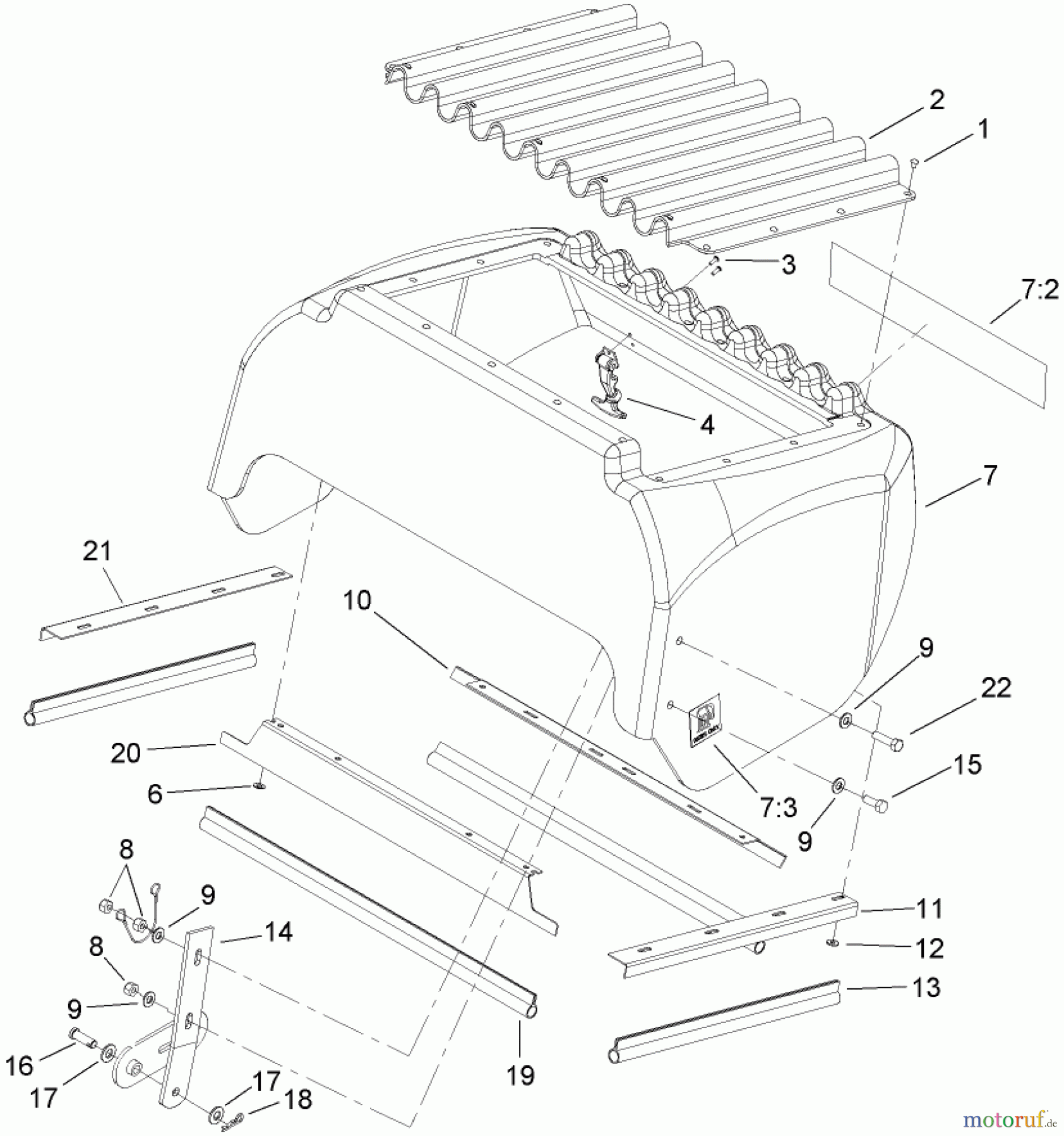  Zerto-Turn Mäher 74280TE (Z597-D) - Toro Z Master Mower, 62 Rear Discharge Deck (SN: 270000001 - 270999999) (2007) HOOD ASSEMBLY