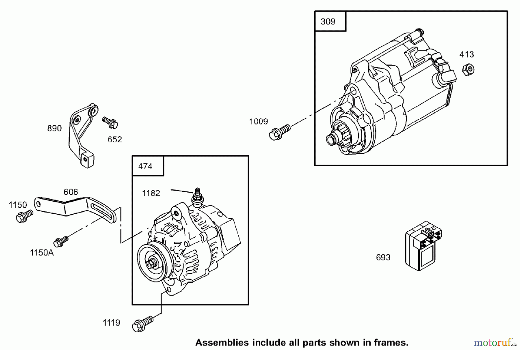  Zerto-Turn Mäher 74280TE (Z597-D) - Toro Z Master Mower, 62 Rear Discharge Deck (SN: 270000001 - 270999999) (2007) STARTER MOTOR AND ALTERNATOR ASSEMBLY