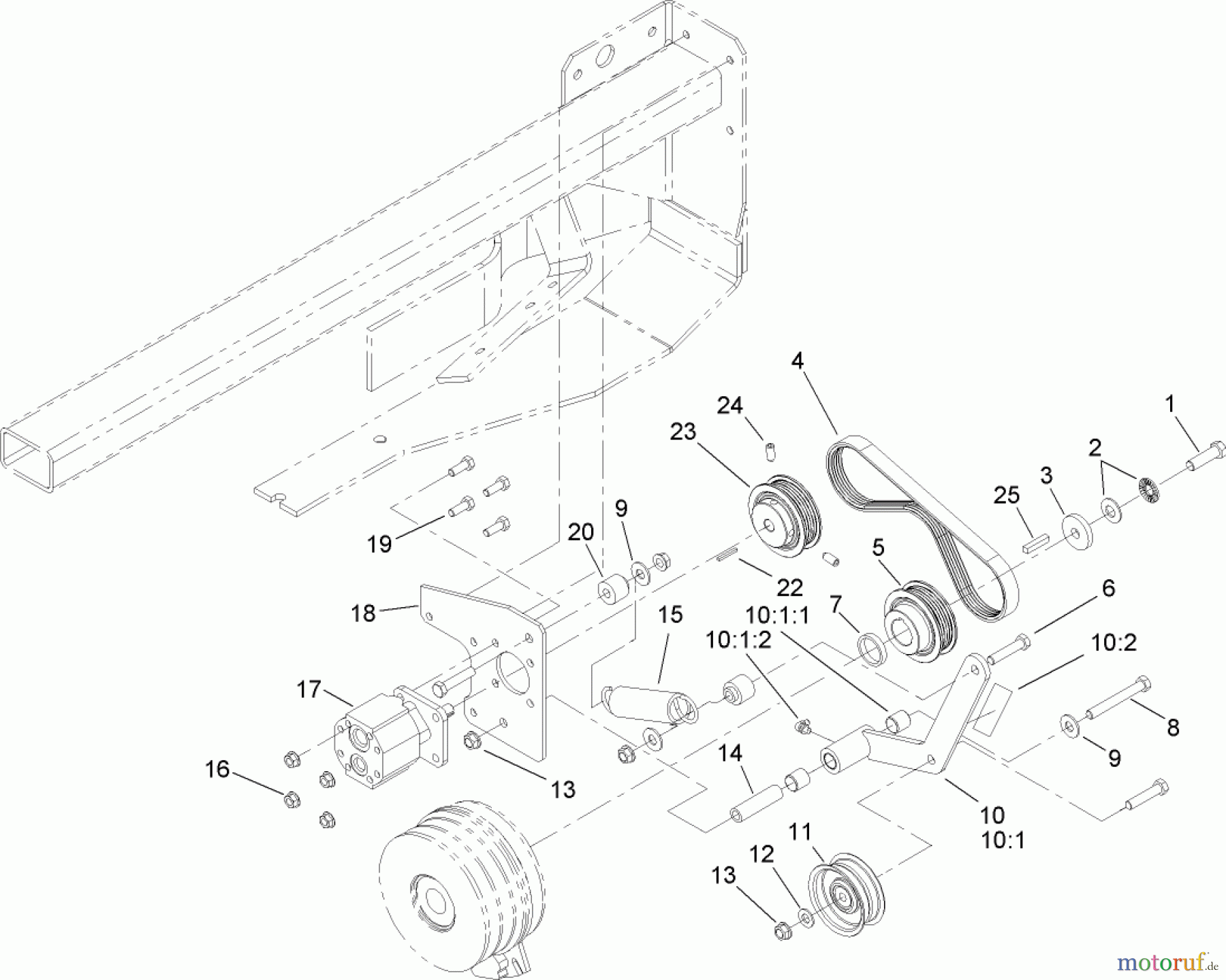  Zerto-Turn Mäher 74281TE (Z597-D) - Toro Z Master Mower, 72 Rear Discharge Deck (SN: 260000001 - 260999999) (2006) COOLING PUMP DRIVE ASSEMBLY