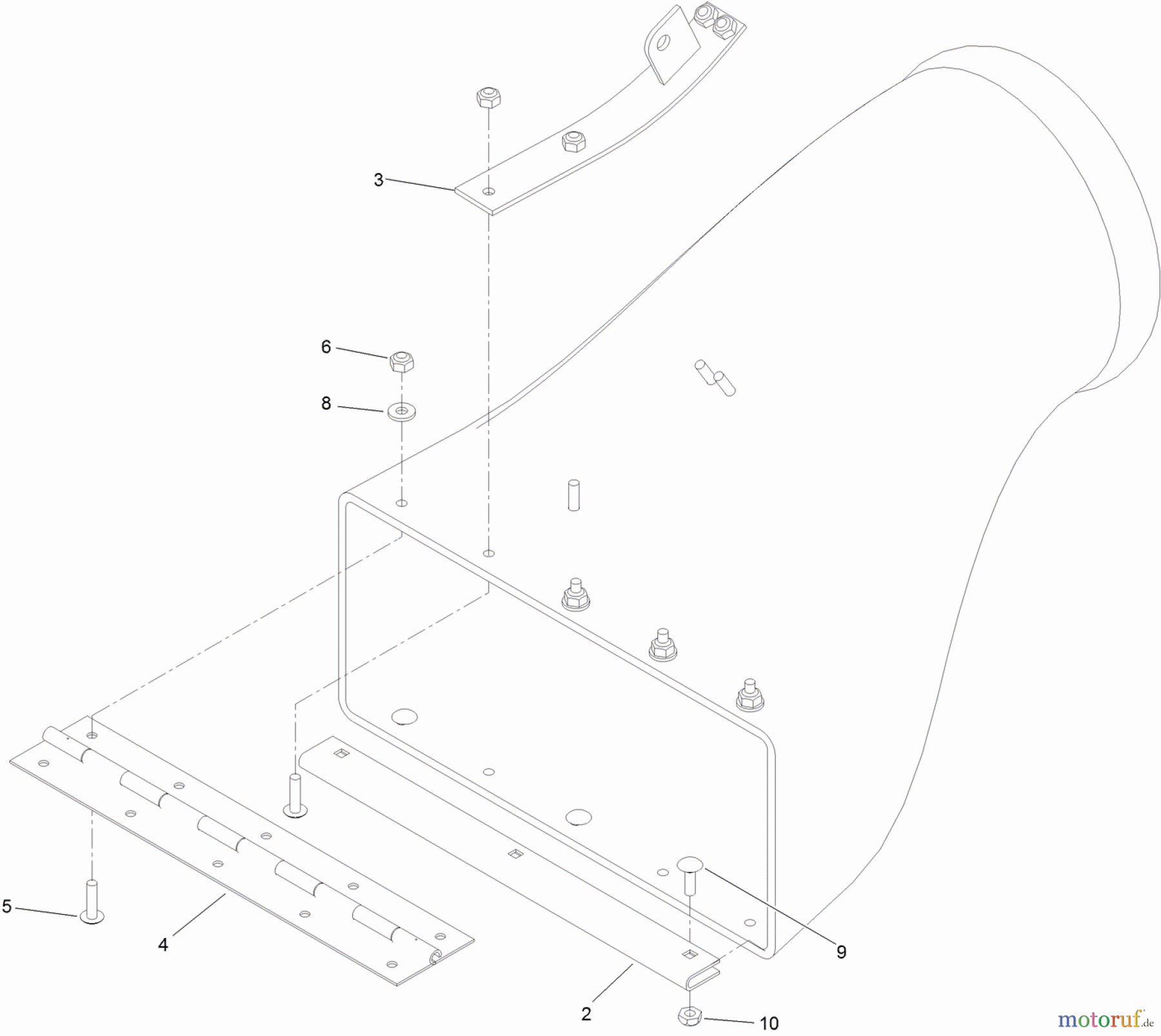  Zerto-Turn Mäher 74310 - Toro Z Master 8000 Series Riding Mower, with 42in Direct-Collect Cutting Unit (SN: 314000001 - 314999999) (2014) DISCHARGE TUBE ASSEMBLY NO. 103-9487