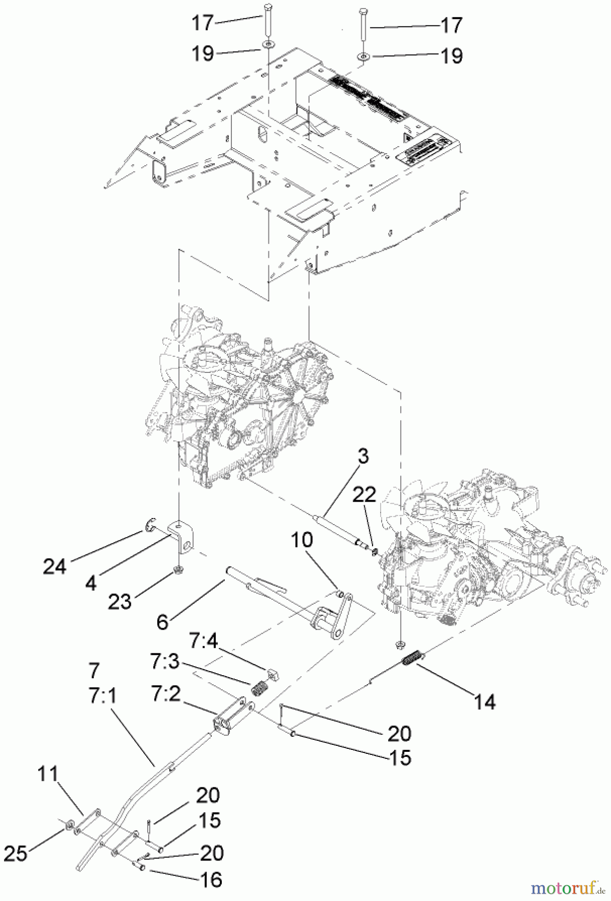  Zerto-Turn Mäher 74408TE (Z300) - Toro Z Master Mower, 86cm 7-Gauge Side Discharge Deck (SN: 280000001 - 280999999) (2008) BRAKE LINKAGE ASSEMBLY