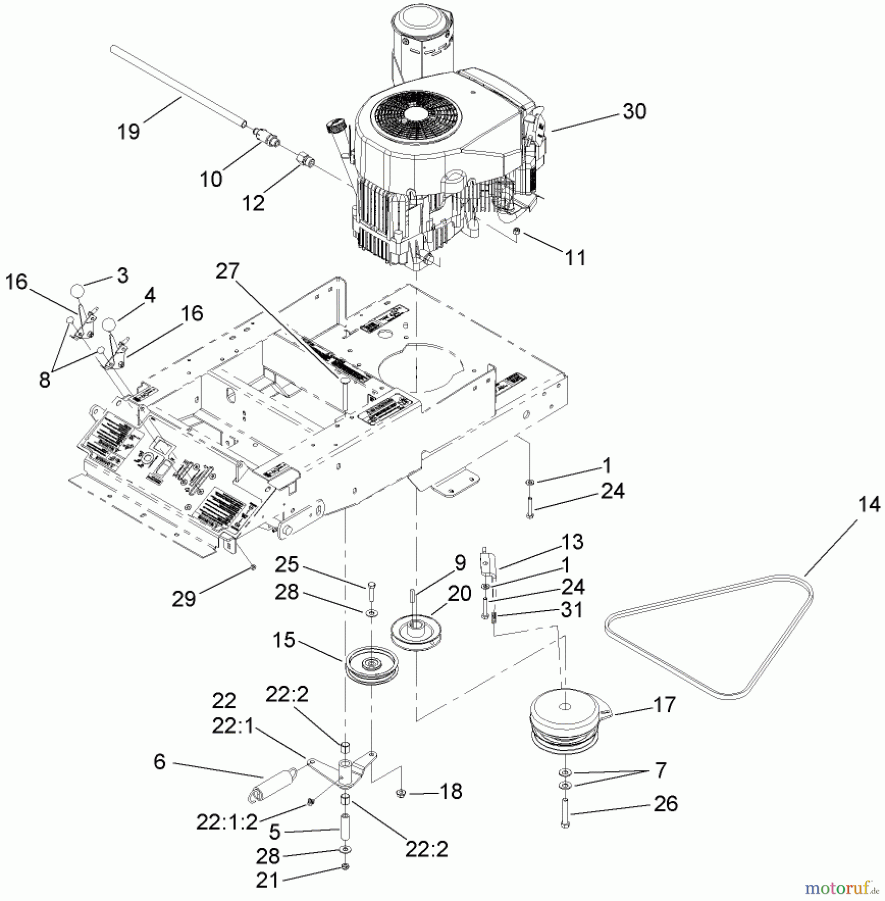  Zerto-Turn Mäher 74408TE (Z334) - Toro Z Master Mower, 86cm 7-Gauge Side Discharge Deck (SN: 270000701 - 270999999) (2007) ENGINE MOUNTING ASSEMBLY