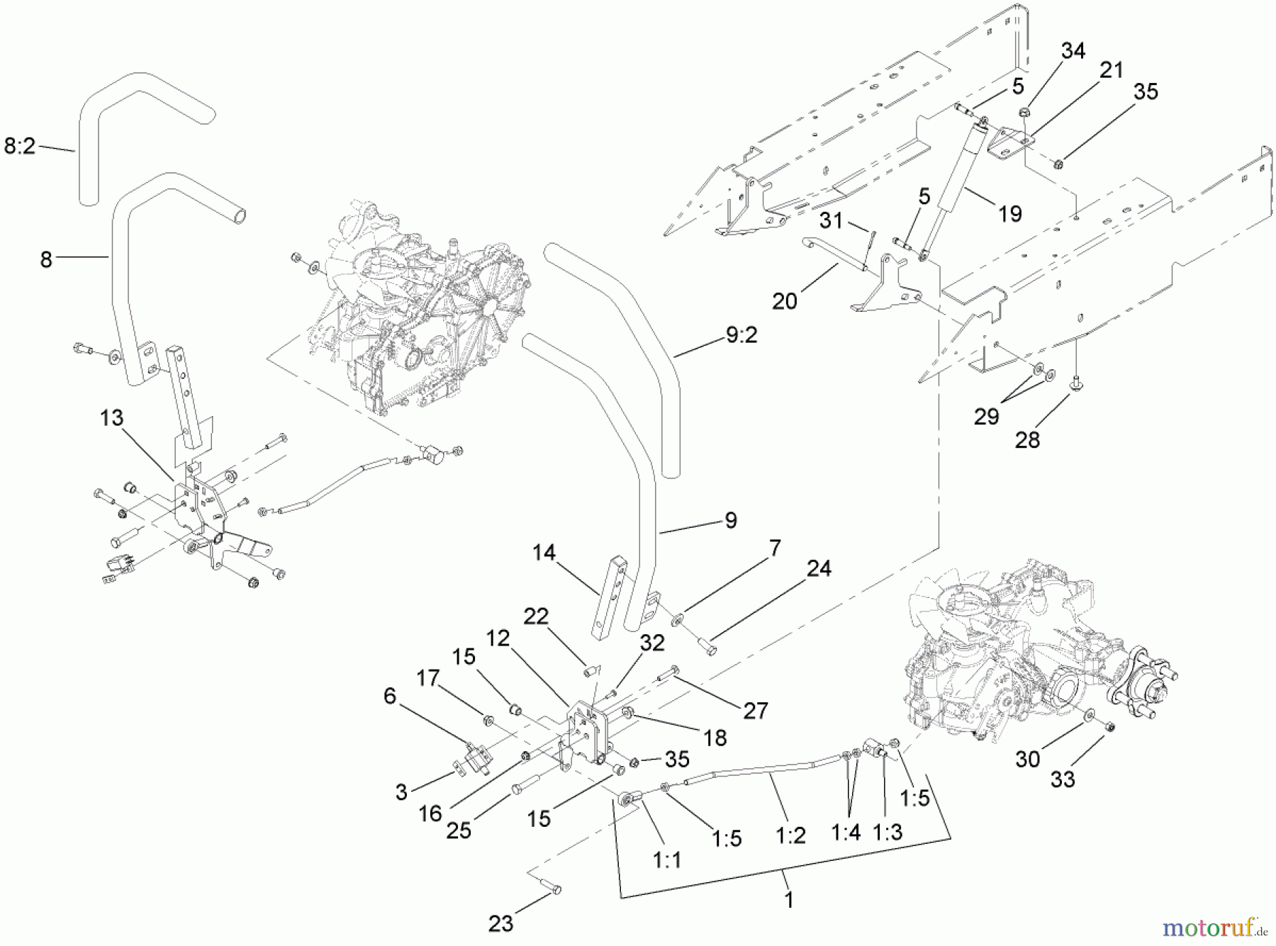  Zerto-Turn Mäher 74408TE (Z300) - Toro Z Master Mower, 86cm 7-Gauge Side Discharge Deck (SN: 280000001 - 280999999) (2008) MOTION CONTROL ASSEMBLY