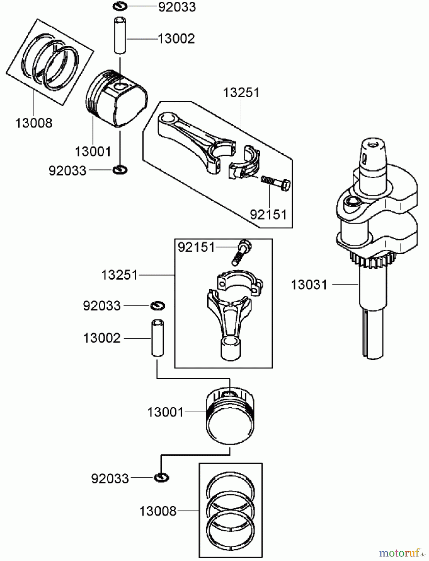  Zerto-Turn Mäher 74408TE (Z334) - Toro Z Master Mower, 86cm 7-Gauge Side Discharge Deck (SN: 270000701 - 270999999) (2007) PISTON AND CRANKSHAFT ASSEMBLY KAWASAKI FH580V-AS50-R