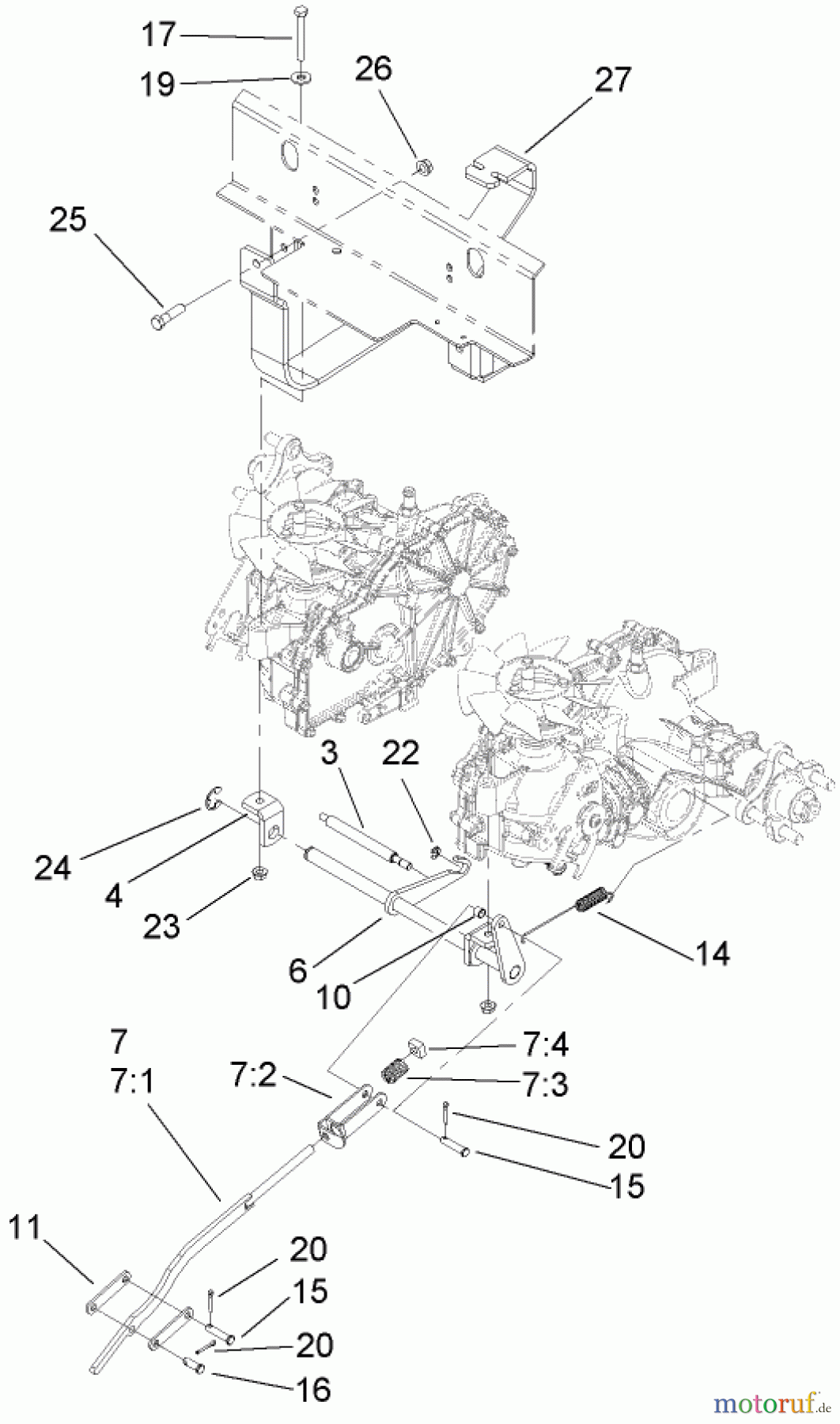  Zerto-Turn Mäher 74408TE (Z334) - Toro Z Master Mower, 86cm 7-Gauge Side Discharge Deck (SN: 270000001 - 270000700) (2007) BRAKE LINKAGE ASSEMBLY