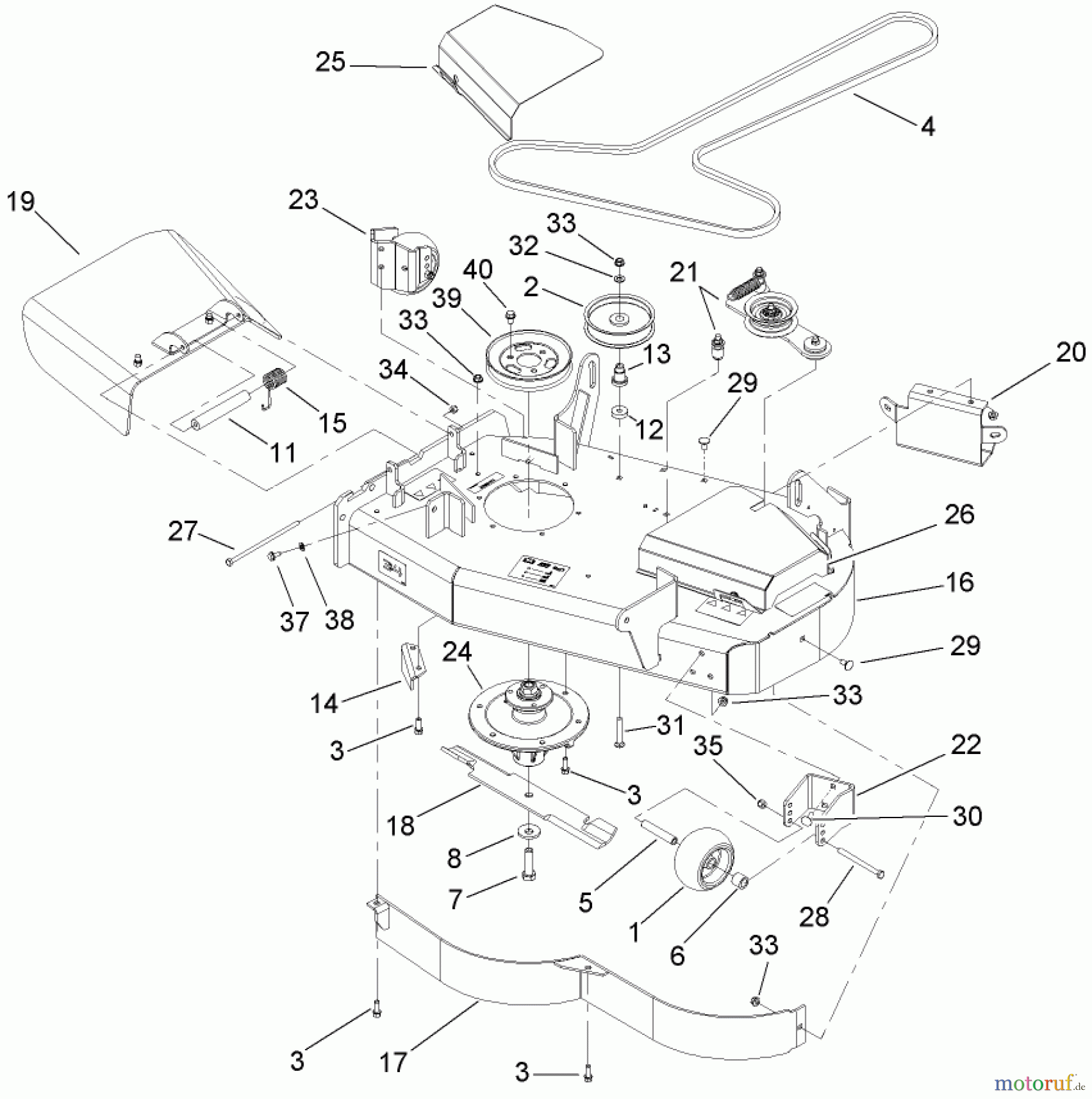  Zerto-Turn Mäher 74408TE (Z334) - Toro Z Master Mower, 86cm 7-Gauge Side Discharge Deck (SN: 270000001 - 270000700) (2007) DECK ASSEMBLY