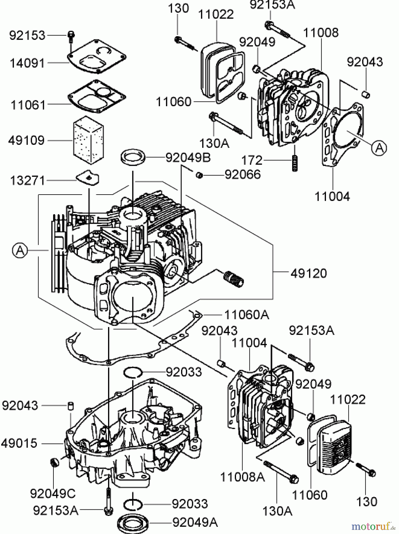  Zerto-Turn Mäher 74409TE (Z300) - Toro Z Master Mower, 102cm 7-Gauge Side Discharge Deck (SN: 280000001 - 280999999) (2008) CYLINDER AND CRANKCASE ASSEMBLY KAWASAKI FH580V-AS50-R