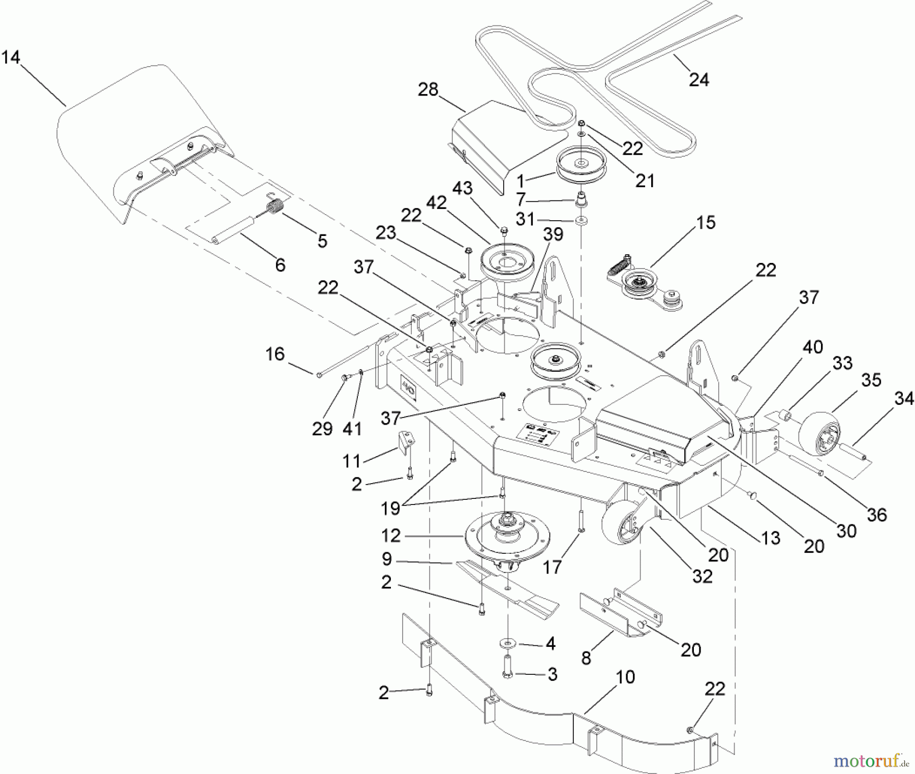  Zerto-Turn Mäher 74409TE (Z340) - Toro Z Master Mower, 102cm 7-Gauge Side Discharge Deck (SN: 270000701 - 270999999) (2007) DECK ASSEMBLY