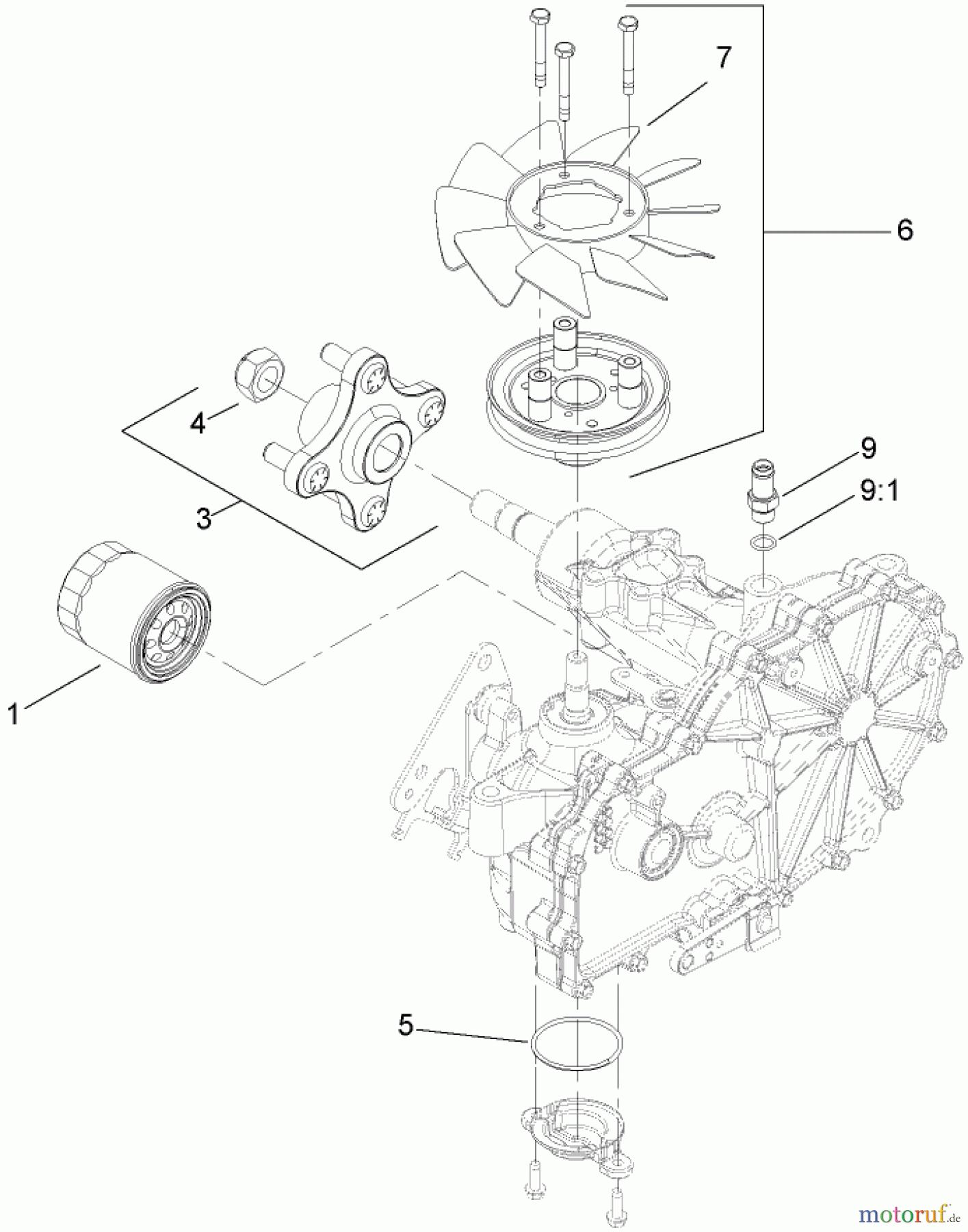  Zerto-Turn Mäher 74409TE (Z340) - Toro Z Master Mower, 102cm 7-Gauge Side Discharge Deck (SN: 270000701 - 270999999) (2007) RH TRANSMISSION ASSEMBLY NO. 109-5846