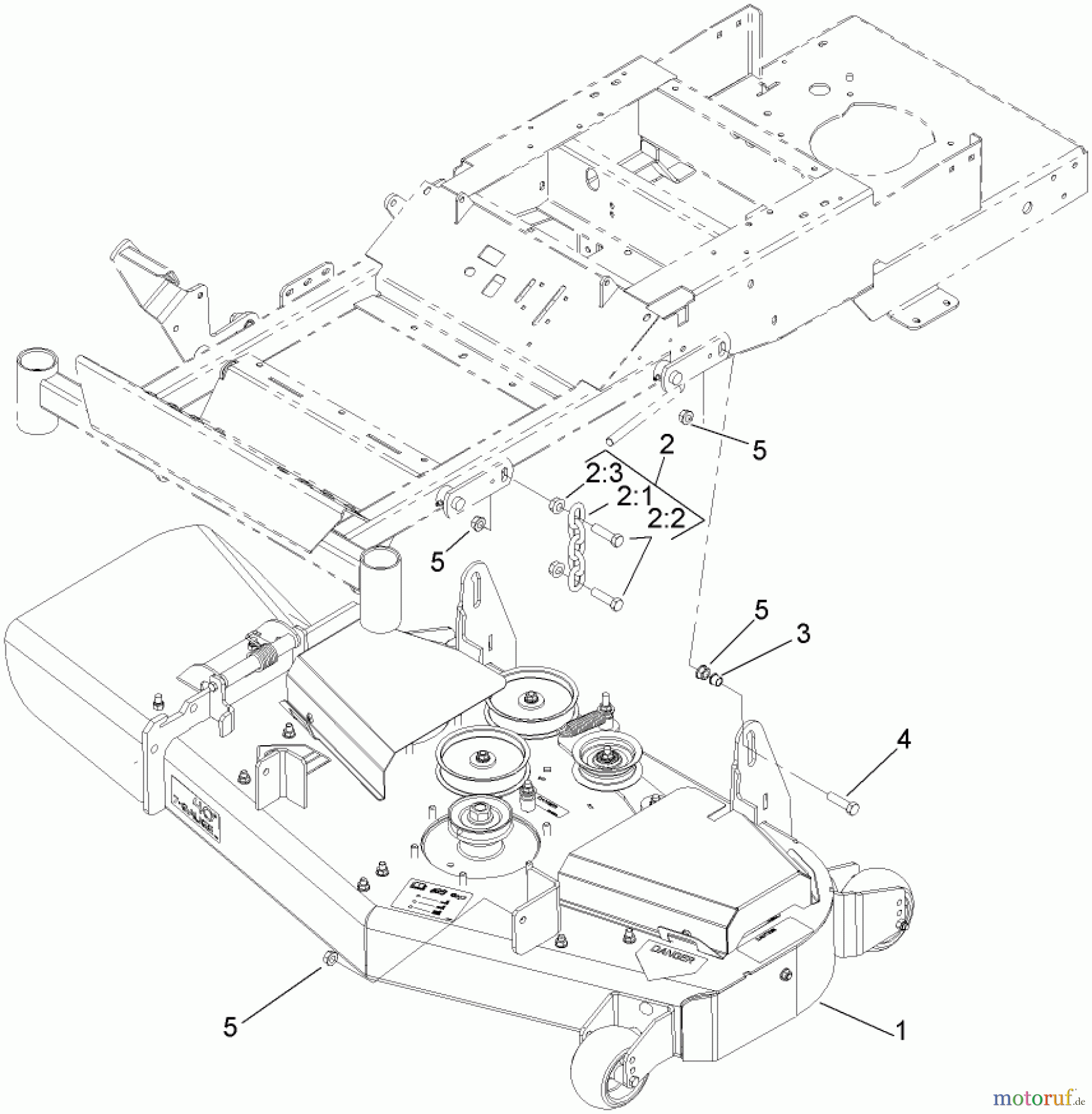  Zerto-Turn Mäher 74409TE (Z340) - Toro Z Master Mower, 102cm 7-Gauge Side Discharge Deck (SN: 270000001 - 270000700) (2007) DECK CONNECTION ASSEMBLY