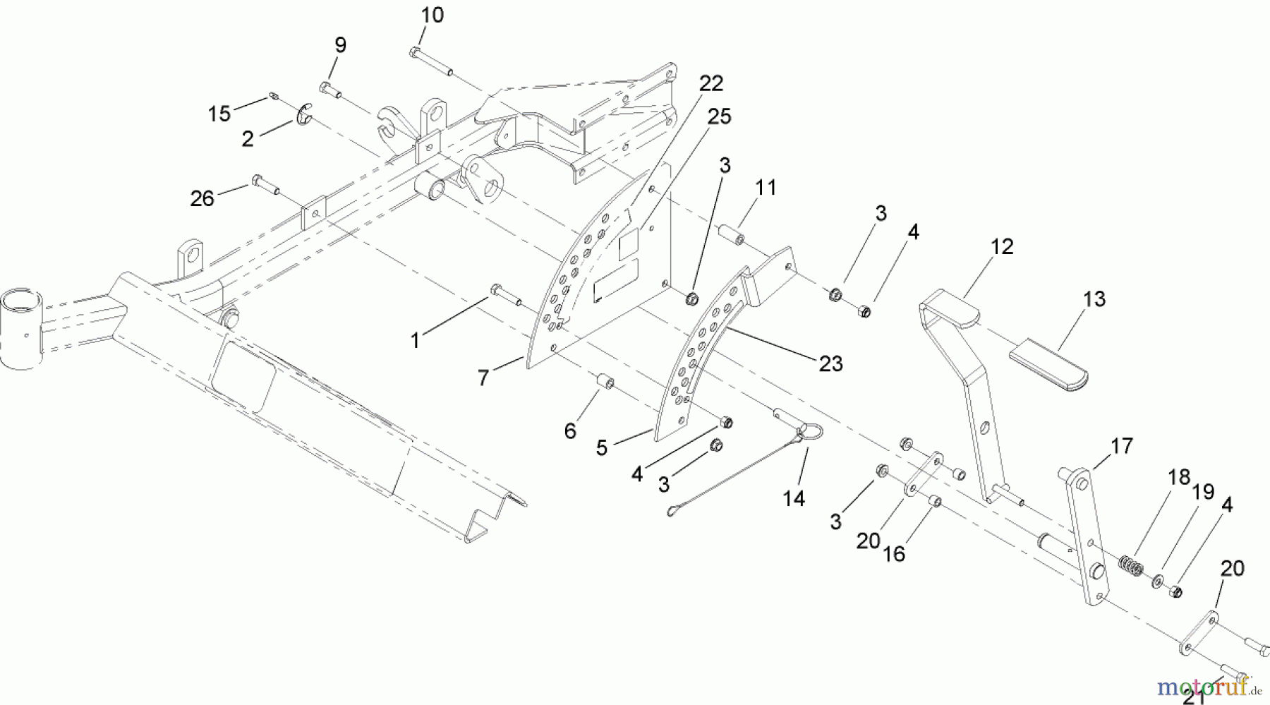  Zerto-Turn Mäher 74411TE (Z149) - Toro Z Master Mower, 112cm SFS Side Discharge Deck (SN: 250000001 - 250999999) (2005) HEIGHT-OF-CUT ASSEMBLY