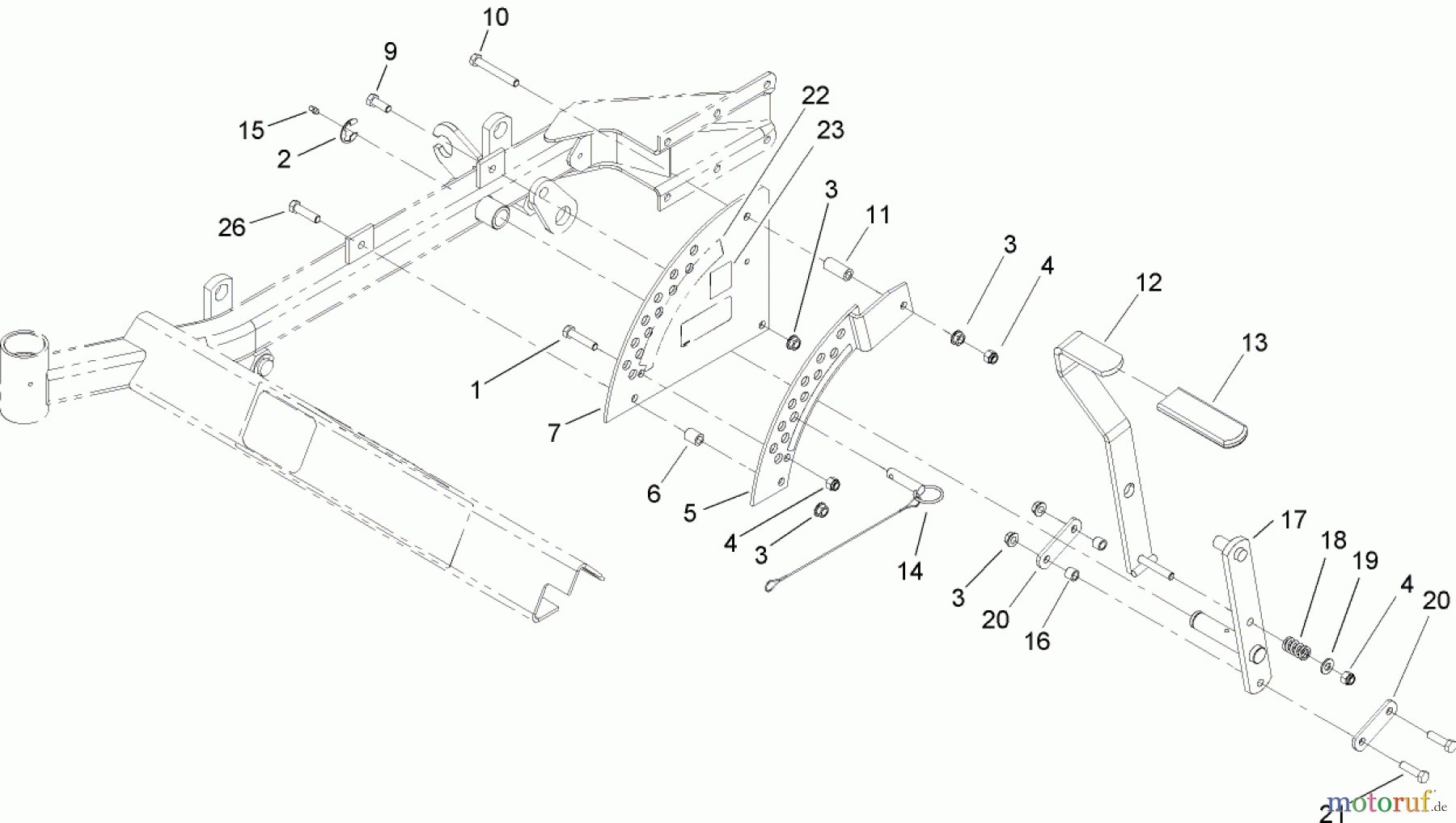  Zerto-Turn Mäher 74416TE (Z453) - Toro Z Master Mower, 132cm TURBO FORCE Side Discharge Deck (SN: 250000001 - 250005000) (2005) HEIGHT-OF-CUT ASSEMBLY