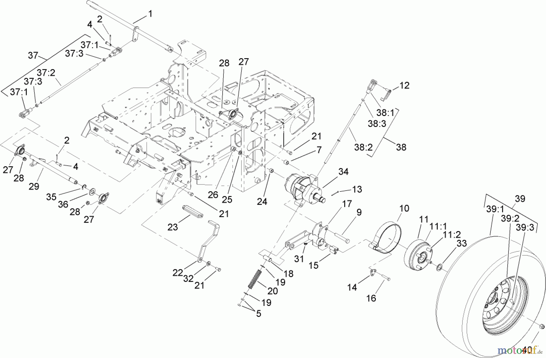  Zerto-Turn Mäher 74416TE (Z453) - Toro Z Master Mower, 132cm TURBO FORCE Side Discharge Deck (SN: 260000001 - 260999999) (2006) PARKING BRAKE ASSEMBLY