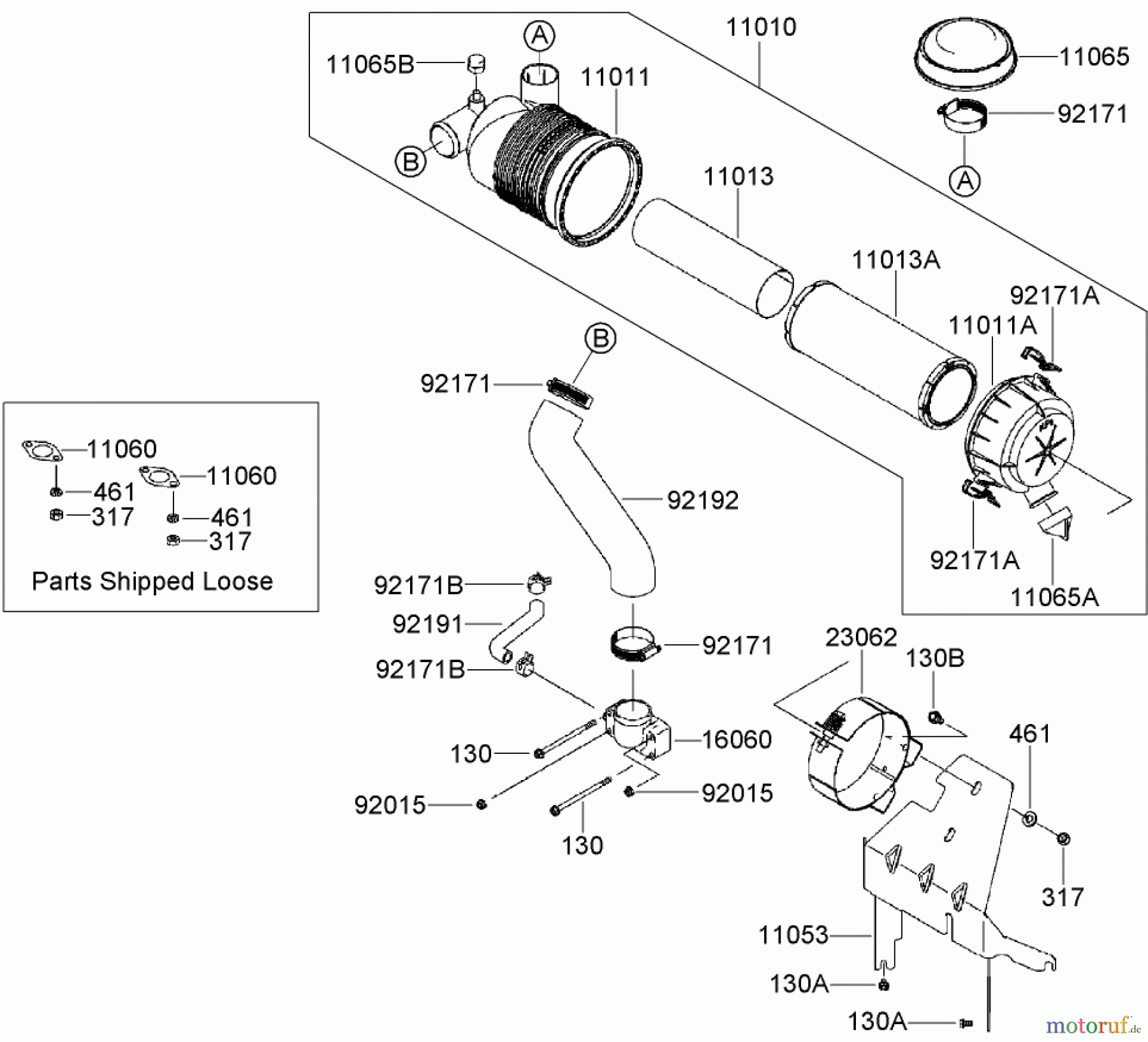  Zerto-Turn Mäher 74416TE (Z453) - Toro Z Master Mower, 132cm TURBO FORCE Side Discharge Deck (SN: 270002001 - 270999999) (2007) AIR FILTER AND MUFFLER ASSEMBLY KAWASAKI FH680V-DS21