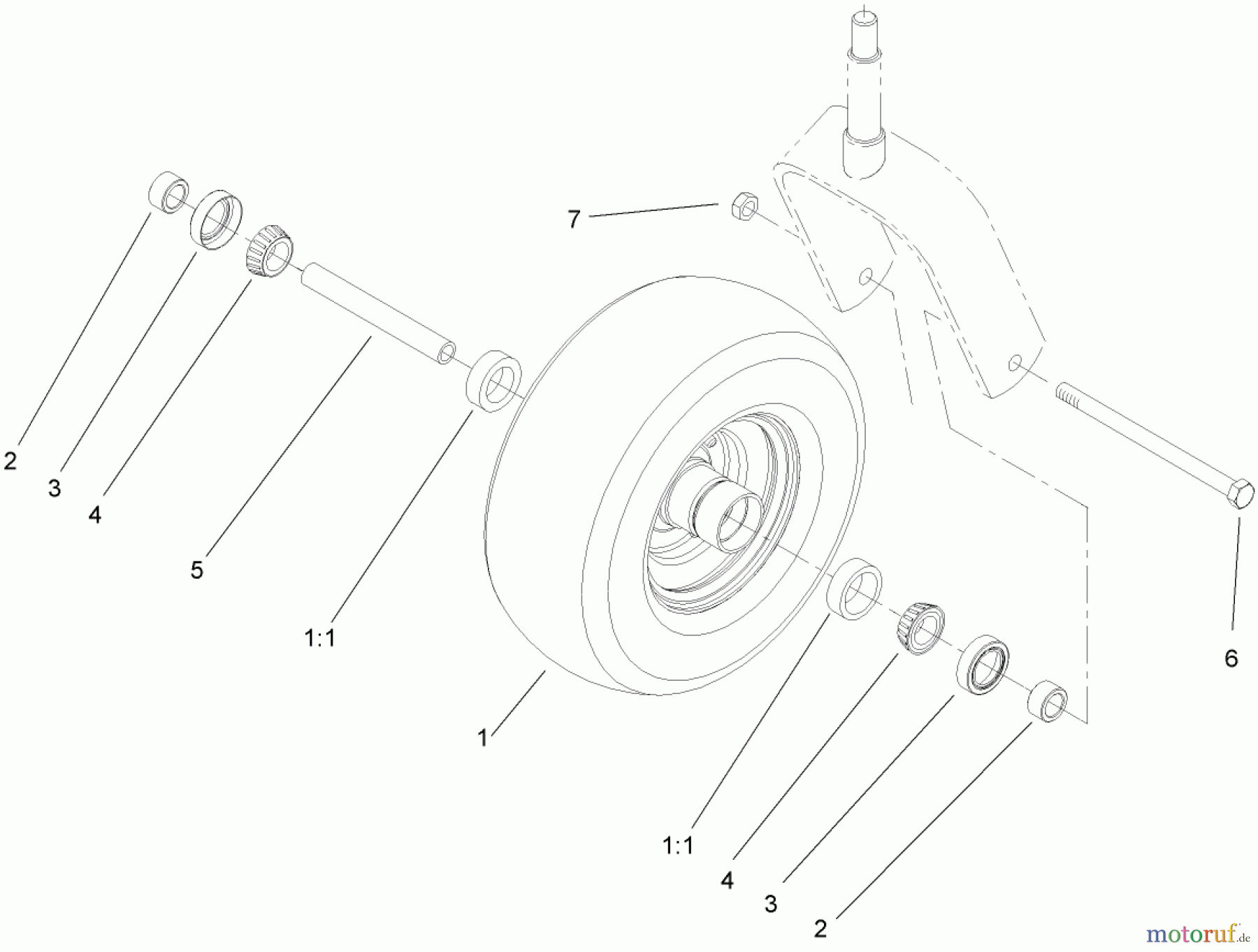  Zerto-Turn Mäher 74416TE (Z453) - Toro Z Master Mower, 132cm TURBO FORCE Side Discharge Deck (SN: 270002001 - 270999999) (2007) CASTER WHEEL ASSEMBLY NO. 110-5745