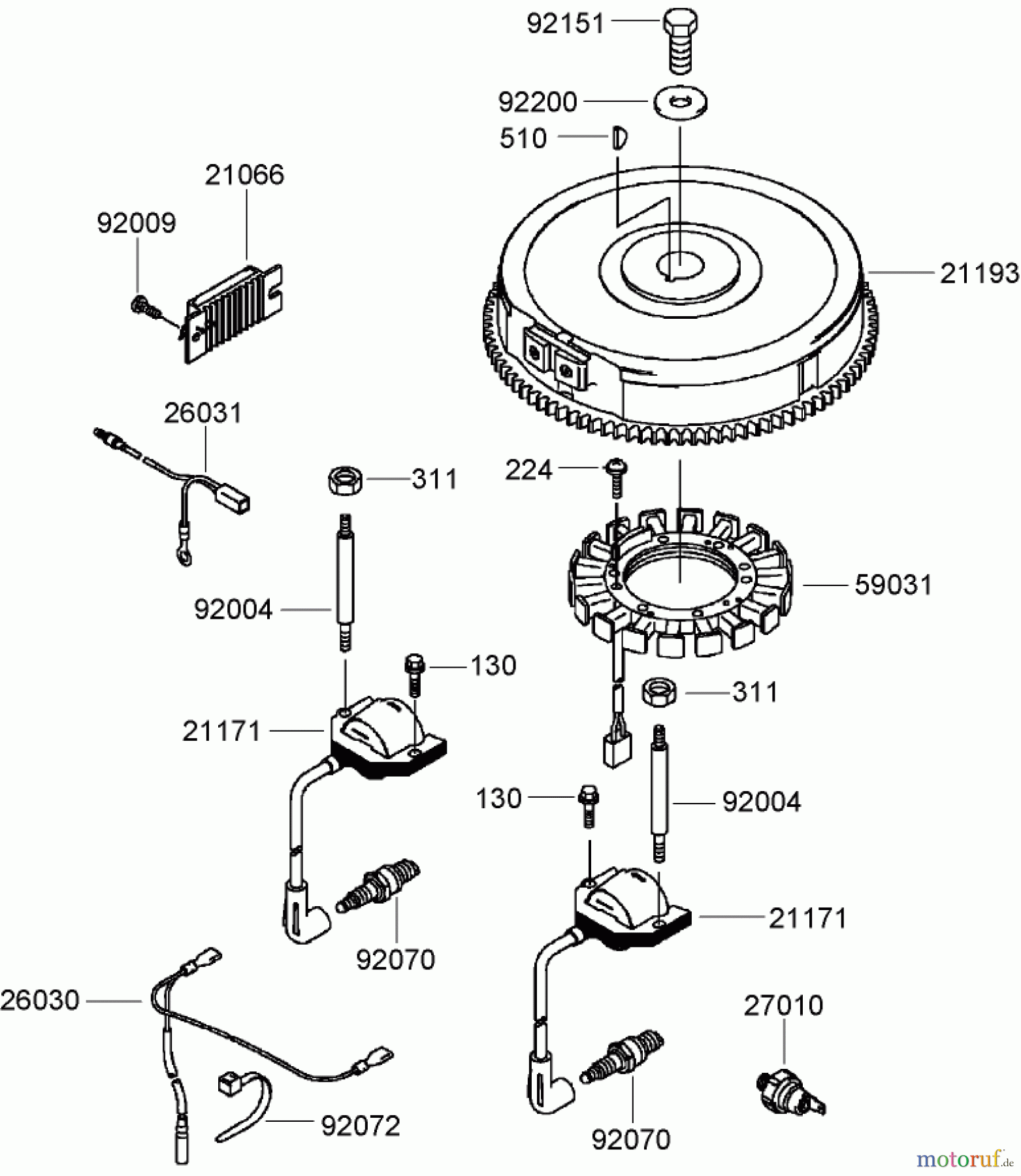  Zerto-Turn Mäher 74416TE (Z453) - Toro Z Master Mower, 132cm TURBO FORCE Side Discharge Deck (SN: 270002001 - 270999999) (2007) ELECTRIC EQUIPMENT ASSEMBLY KAWASAKI FH680V-DS21