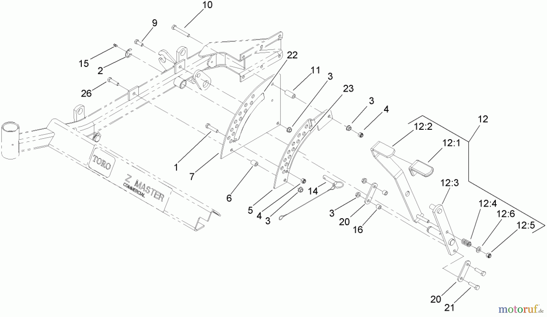  Zerto-Turn Mäher 74416TE (Z453) - Toro Z Master Mower, 132cm TURBO FORCE Side Discharge Deck (SN: 270002001 - 270999999) (2007) HEIGHT-OF-CUT ASSEMBLY