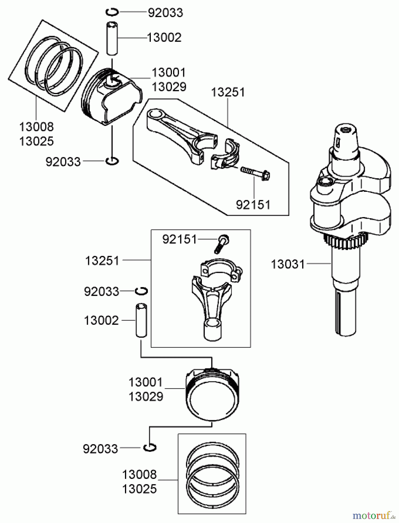  Zerto-Turn Mäher 74416TE (Z453) - Toro Z Master Mower, 132cm TURBO FORCE Side Discharge Deck (SN: 270002001 - 270999999) (2007) PISTON AND CRANKSHAFT ASSEMBLY KAWASAKI FH680V-DS21