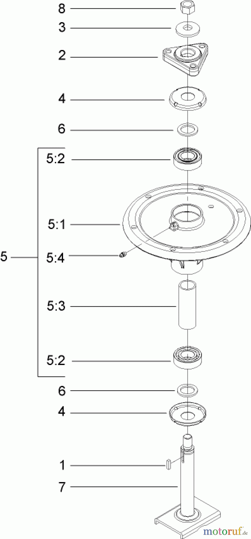  Zerto-Turn Mäher 74416TE (Z453) - Toro Z Master Mower, 132cm TURBO FORCE Side Discharge Deck (SN: 270002001 - 270999999) (2007) SPINDLE ASSEMBLY NO. 107-8504