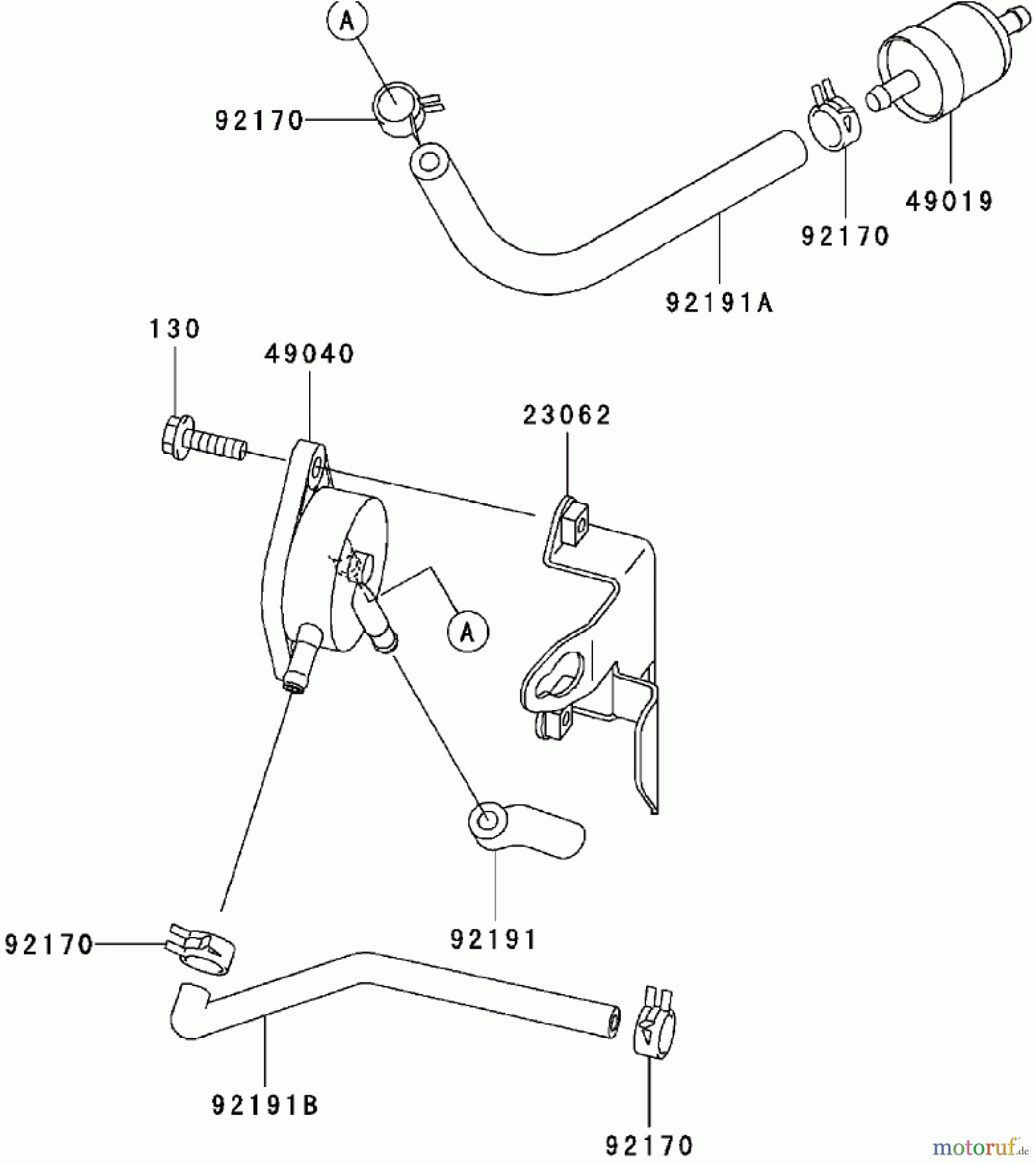  Zerto-Turn Mäher 74421TE (Z450) - Toro Z Master Mower, 122cm TURBO FORCE Side Discharge Deck (SN: 280000001 - 280999999) (2008) FUEL TANK / FUEL VALVE ASSEMBLY KAWASAKI FH580V AS30