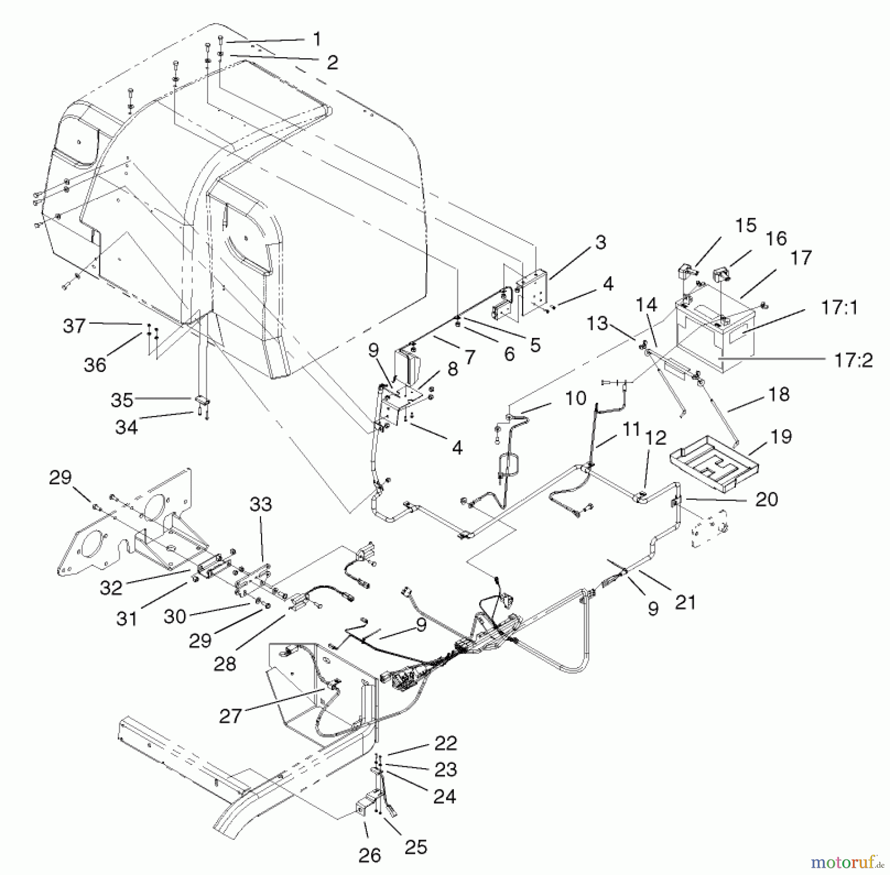  Zerto-Turn Mäher 74804TE (Z350) - Toro Z Master, 122cm Mower and Bagger (SN: 220000001 - 220999999) (2002) ELECTRICAL #2 ASSEMBLY