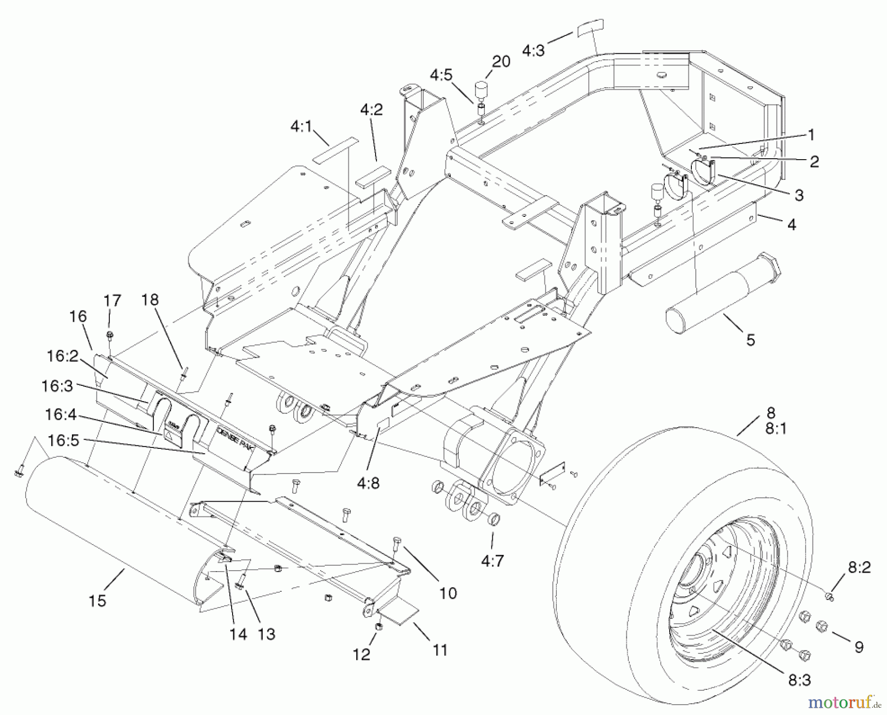  Zerto-Turn Mäher 74804TE (Z350) - Toro Z Master, 122cm Mower and Bagger (SN: 220000001 - 220999999) (2002) TRACTION FRAME ASSEMBLY