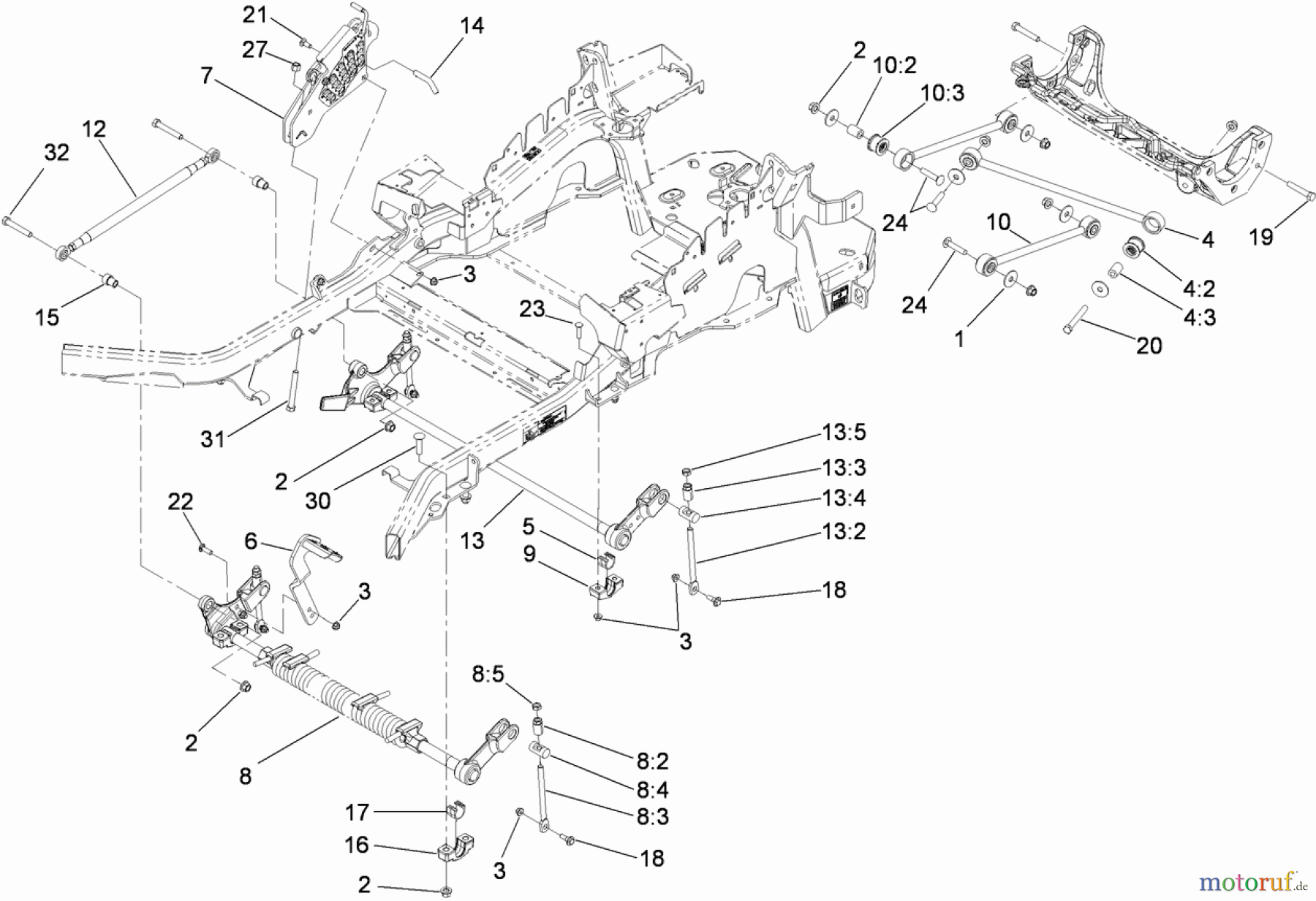  Zerto-Turn Mäher 74923TE - Toro Z Master G3 Riding Mower, 132cm TURBO FORCE Side Discharge Deck (SN: 290000001 - 290999999) (2009) DECK LIFT ASSEMBLY