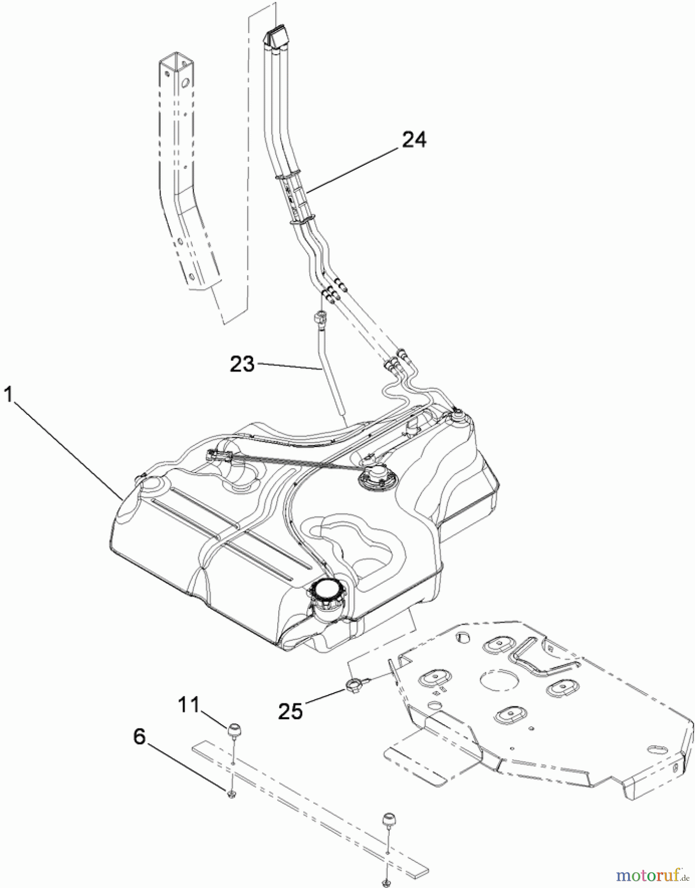  Zerto-Turn Mäher 74923TE - Toro Z Master G3 Riding Mower, 132cm TURBO FORCE Side Discharge Deck (SN: 290000001 - 290999999) (2009) FUEL SYSTEM ASSEMBLY