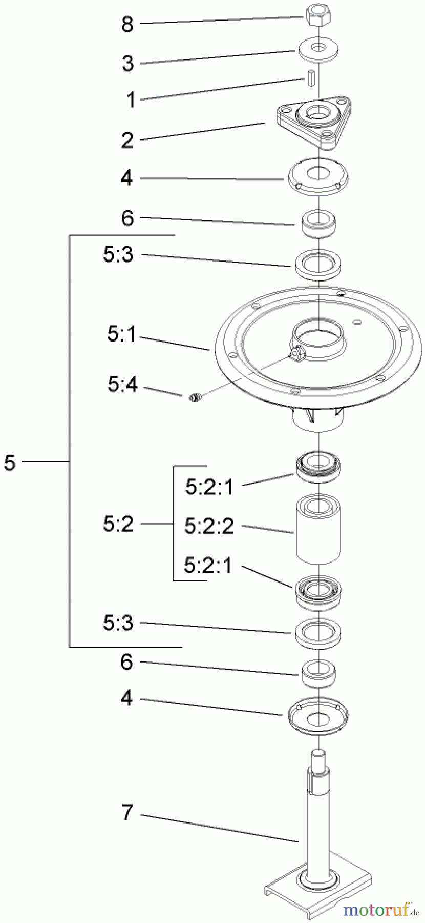  Zerto-Turn Mäher 74923TE - Toro Z Master G3 Riding Mower, 132cm TURBO FORCE Side Discharge Deck (SN: 290000001 - 290999999) (2009) SPINDLE ASSEMBLY NO. 108-7713