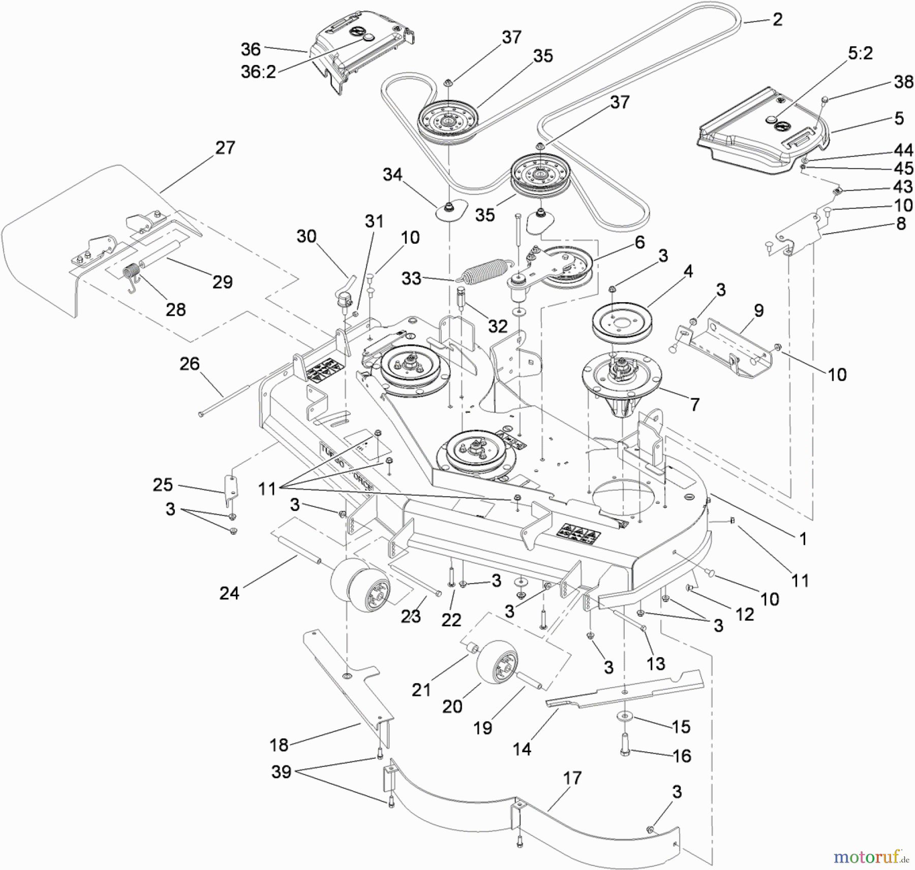  Zerto-Turn Mäher 74923TE - Toro Z Master G3 Riding Mower, 132cm TURBO FORCE Side Discharge Deck (SN: 310000001 - 310999999) (2010) DECK ASSEMBLY