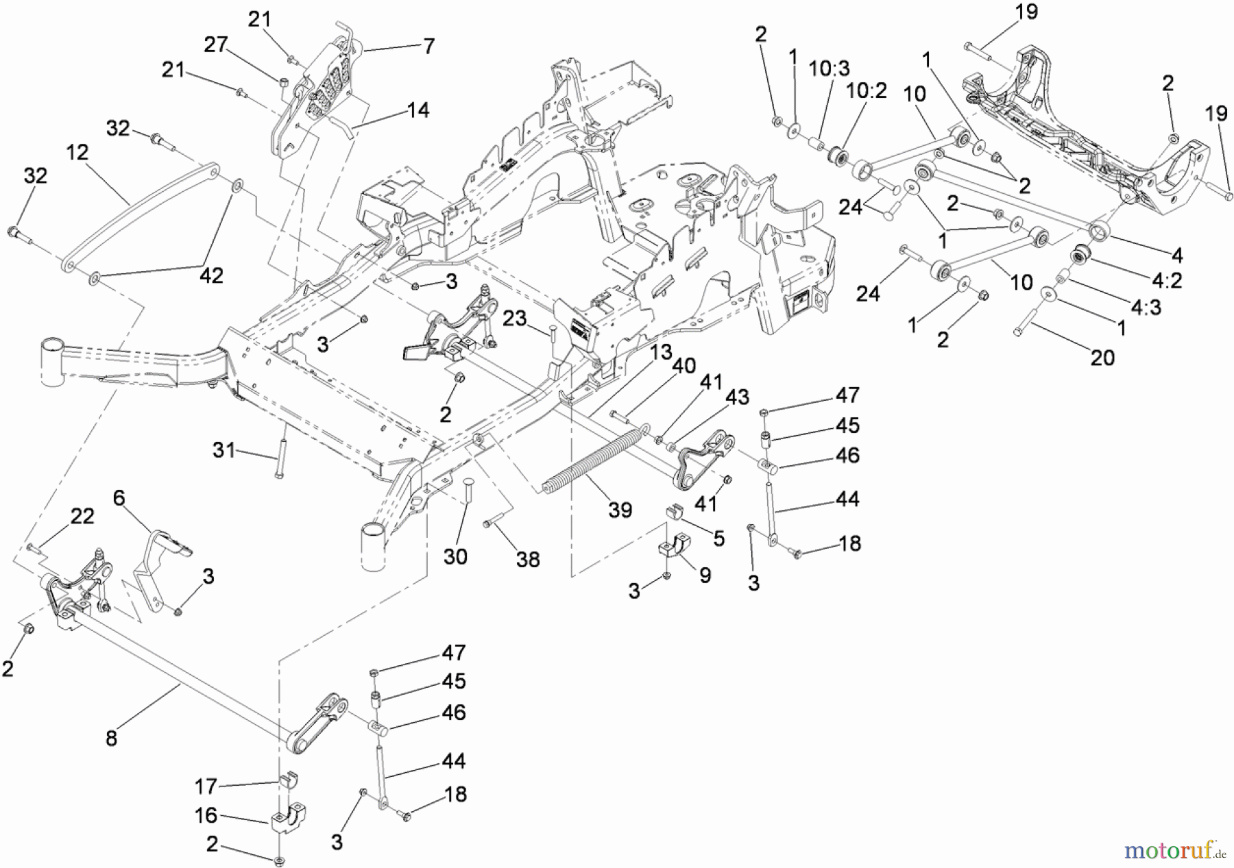  Zerto-Turn Mäher 74923TE - Toro Z Master G3 Riding Mower, 132cm TURBO FORCE Side Discharge Deck (SN: 310000001 - 310999999) (2010) DECK LIFT ASSEMBLY