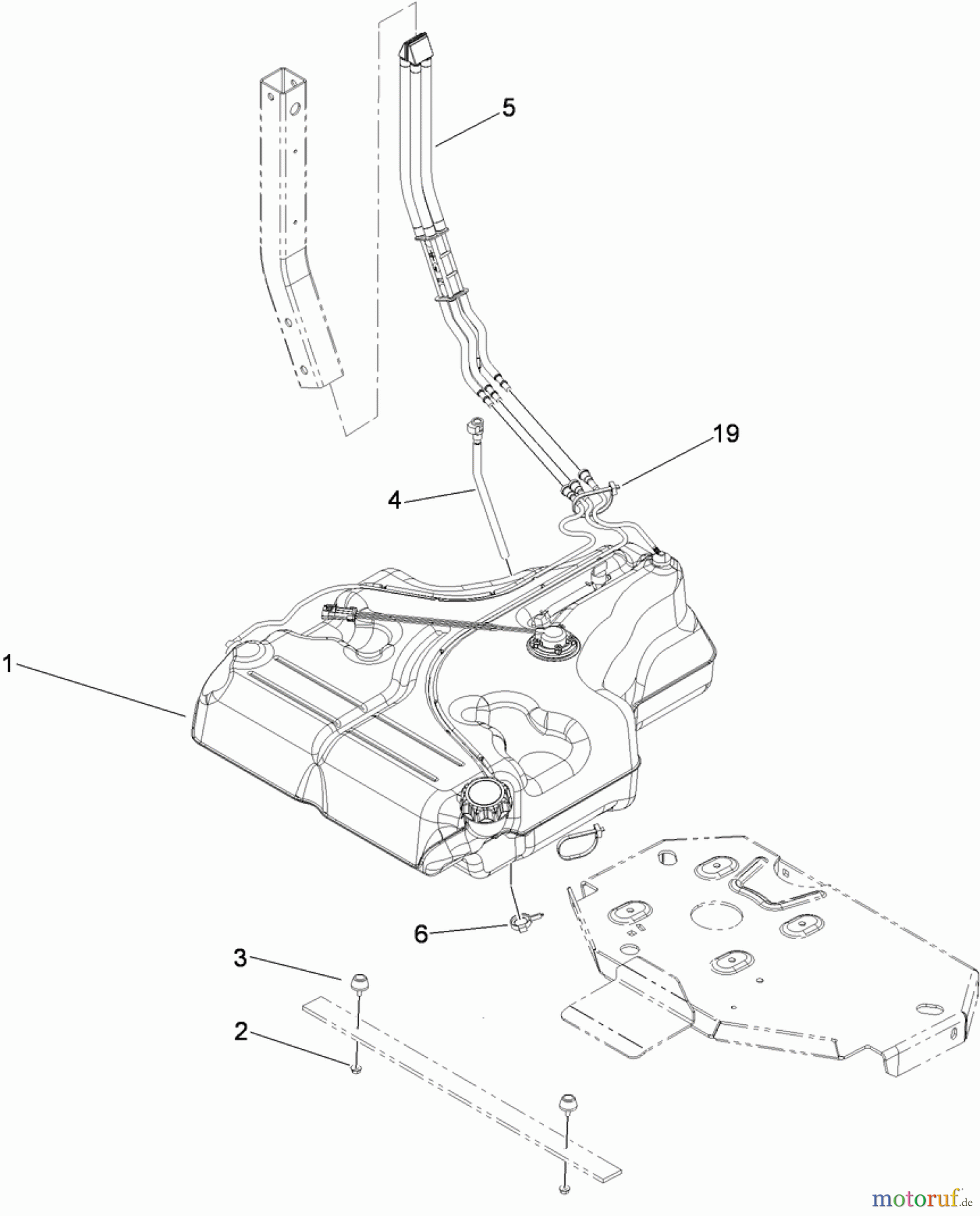  Zerto-Turn Mäher 74923TE - Toro Z Master G3 Riding Mower, 132cm TURBO FORCE Side Discharge Deck (SN: 310000001 - 310999999) (2010) FUEL SYSTEM ASSEMBLY