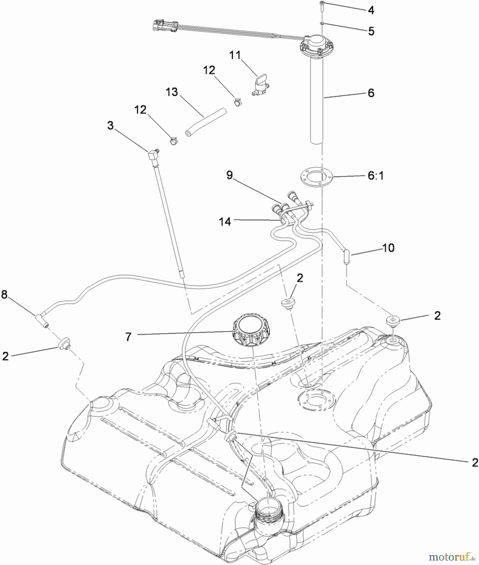  Zerto-Turn Mäher 74923TE - Toro Z Master G3 Riding Mower, 132cm TURBO FORCE Side Discharge Deck (SN: 310000001 - 310999999) (2010) FUEL TANK ASSEMBLY NO. 109-9357