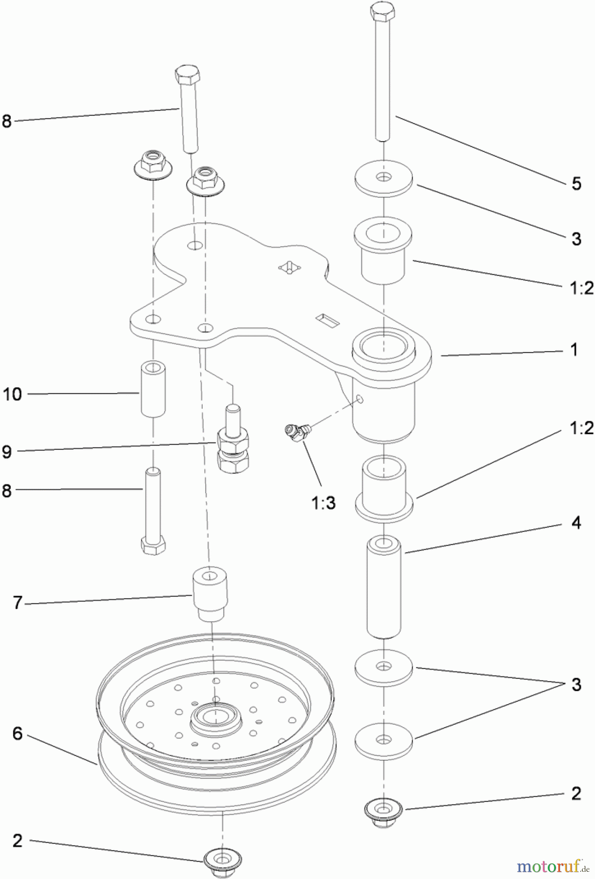  Zerto-Turn Mäher 74923TE - Toro Z Master G3 Riding Mower, 132cm TURBO FORCE Side Discharge Deck (SN: 311000001 - 311999999) (2011) IDLER ASSEMBLY