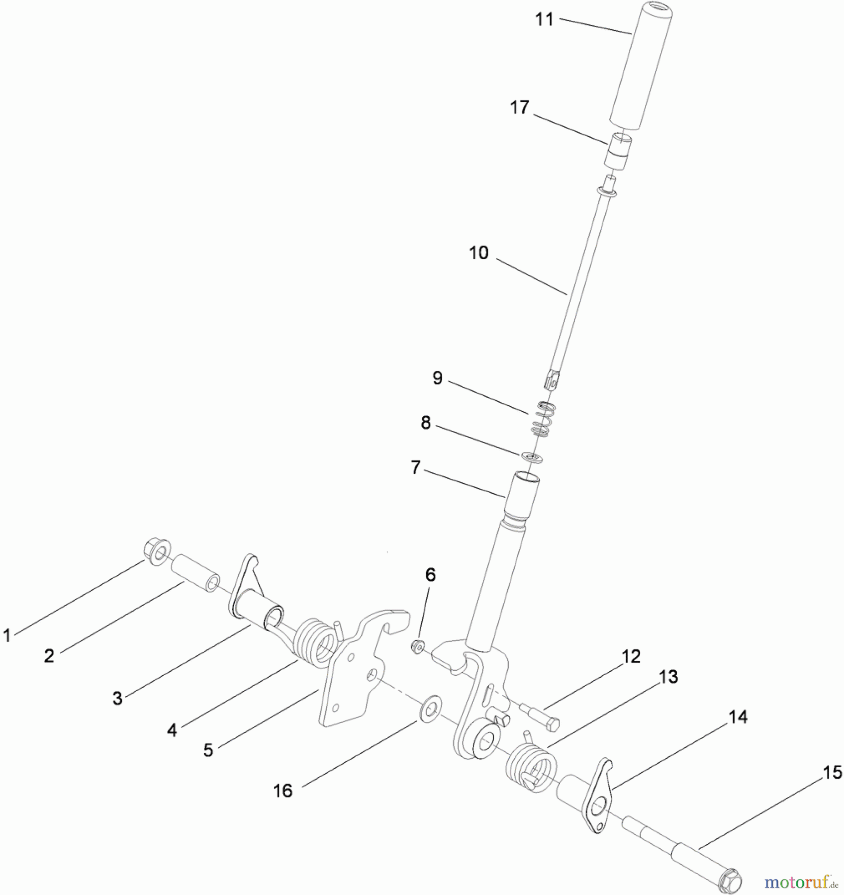  Zerto-Turn Mäher 74925TE - Toro Z Master G3 Riding Mower, 152cm TURBO FORCE Side Discharge Deck (SN: 310000001 - 310999999) (2010) BRAKE HANDLE ASSEMBLY NO. 116-1878