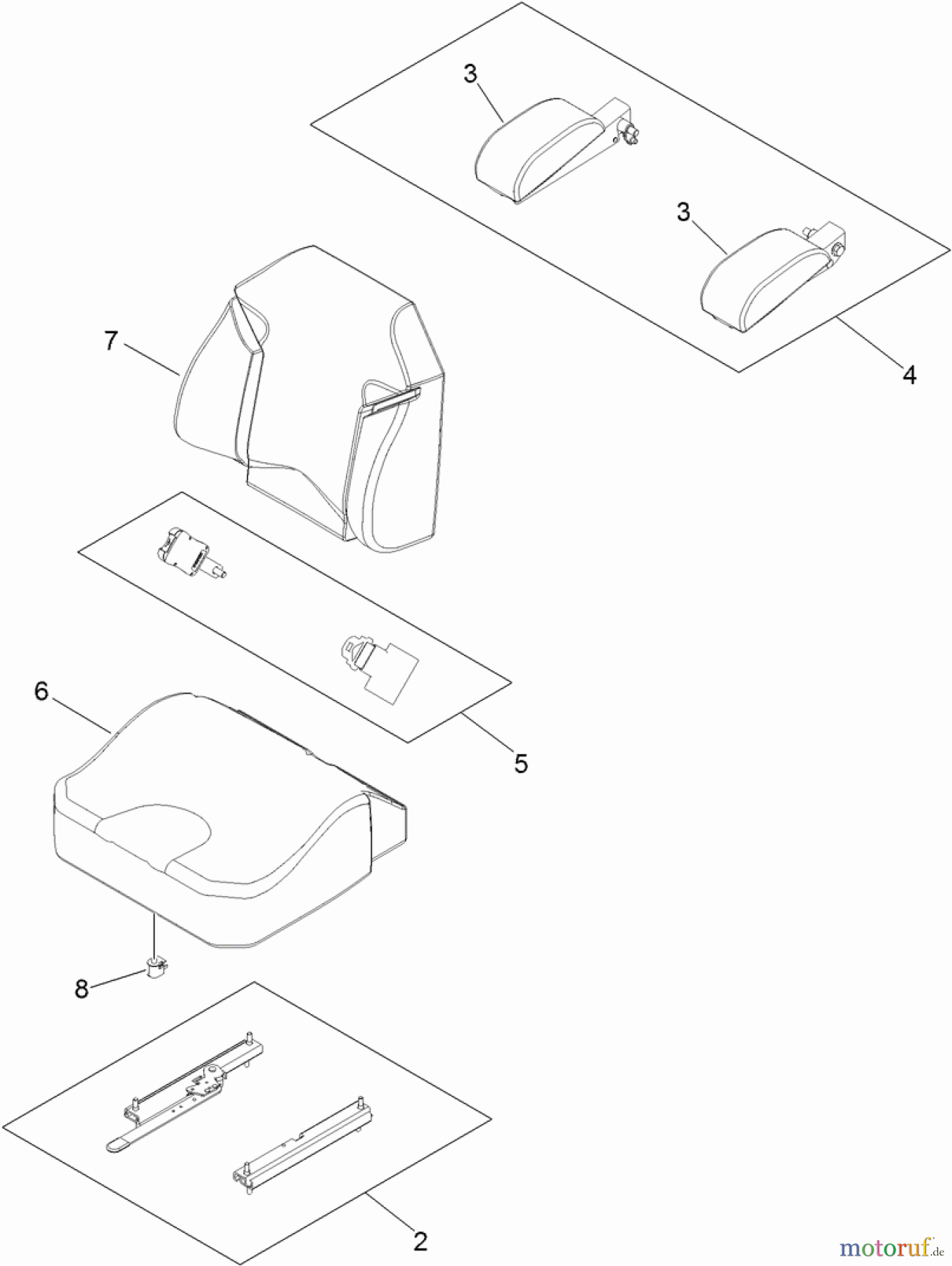  Zerto-Turn Mäher 74925TE - Toro Z Master G3 Riding Mower, 152cm TURBO FORCE Side Discharge Deck (SN: 311000001 - 311999999) (2011) SEAT ASSEMBLY NO. 116-0035