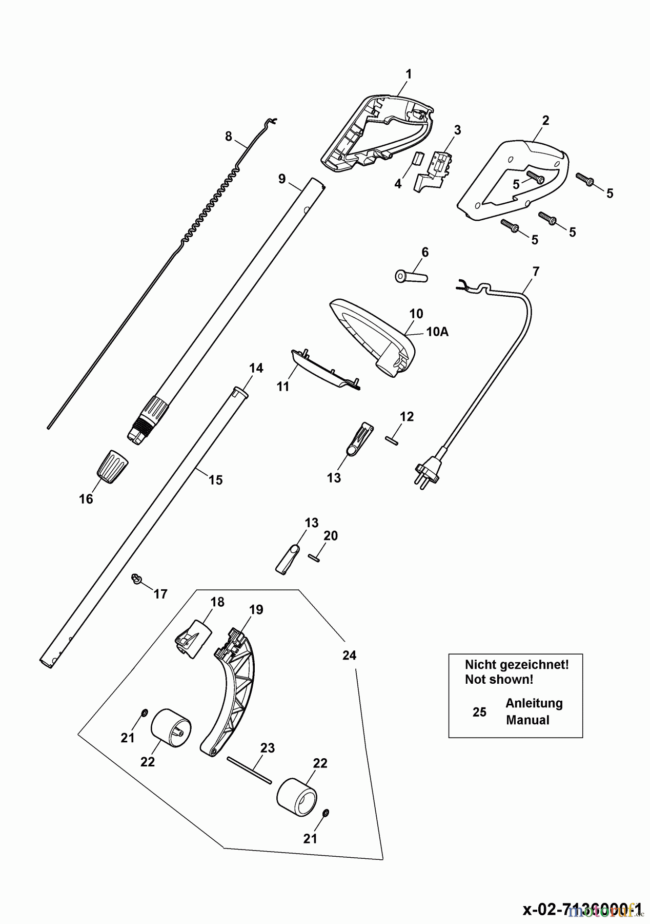  Wolf-Garten Elektrotrimmer GT 850 7136000 Serie D, E  (2006) Holm