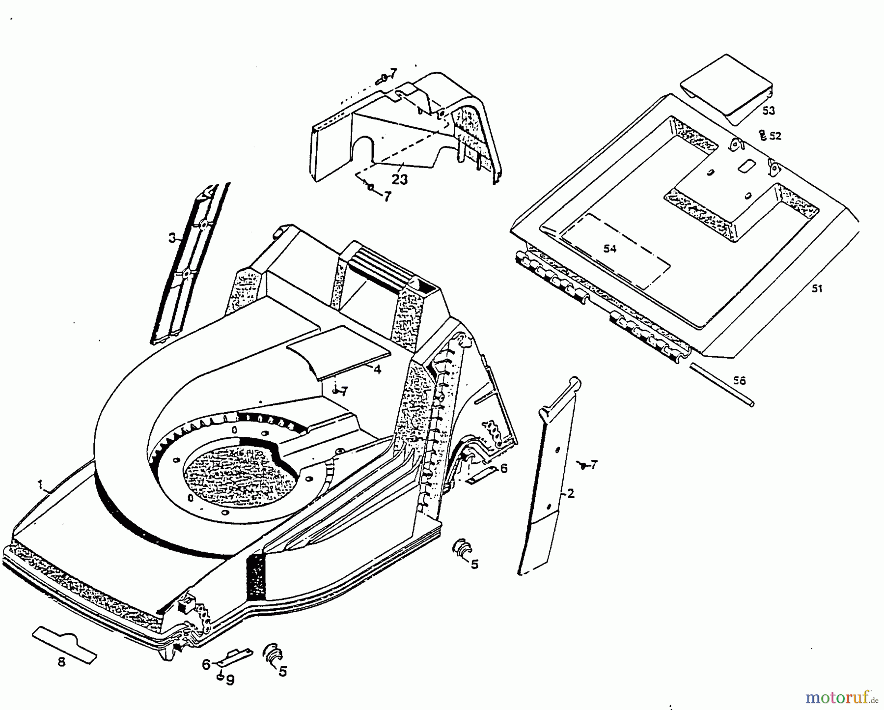  Wolf-Garten Motormäher mit Antrieb 6.42 BAK 4728000 Serie A  (1999) Heckklappe, Mähwerksgehäuse